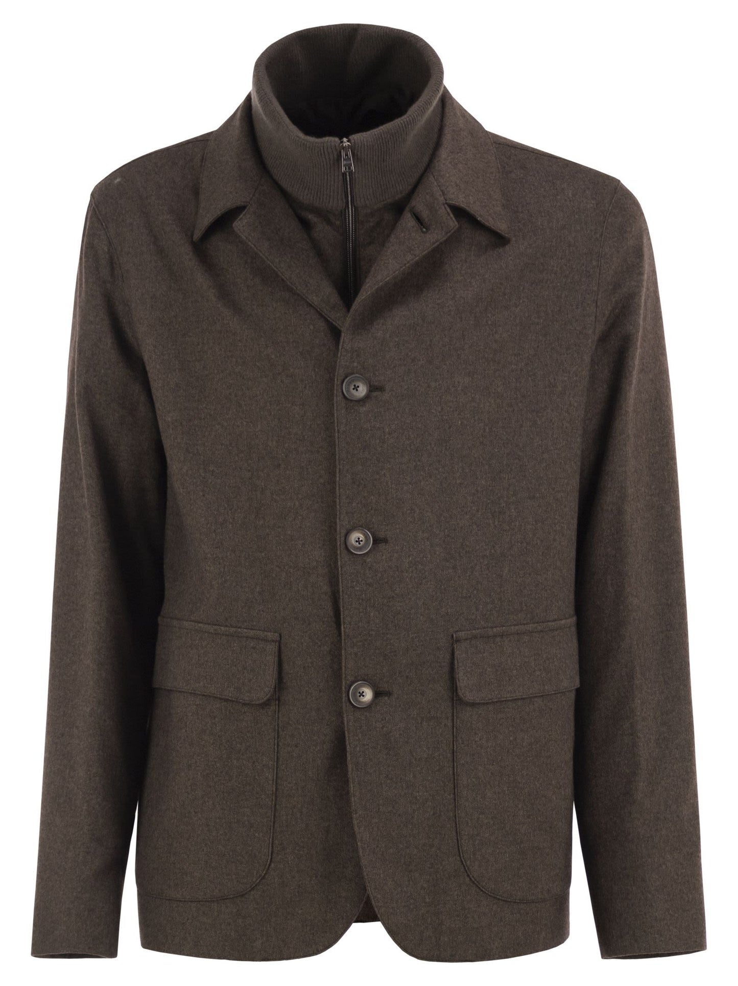 Herno Men Silk And Cashmere Tailored Jacket With Removable Inner Bib HERNO