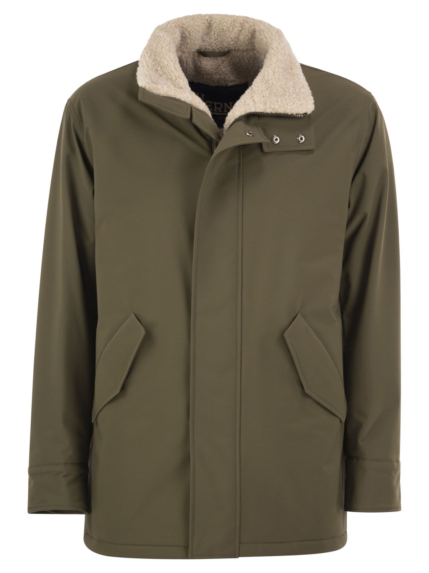Herno Men Soft Shell Coat With Shearling-Effect Lining HERNO
