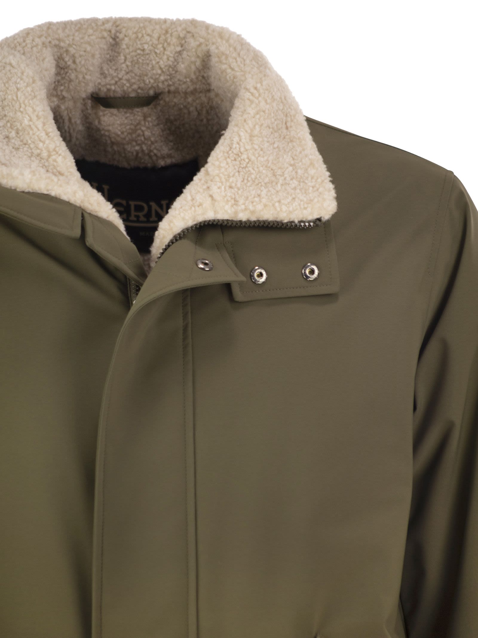 Herno Men Soft Shell Coat With Shearling-Effect Lining HERNO