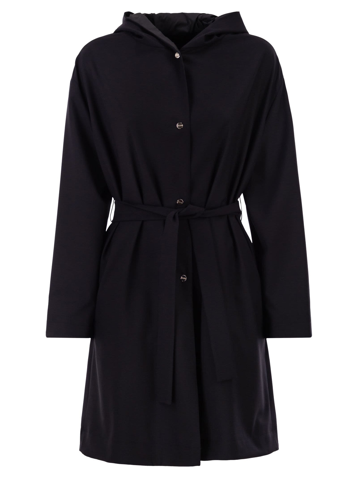 Herno Women Reversible Coat With Hood In Stretch Wool And Nylon