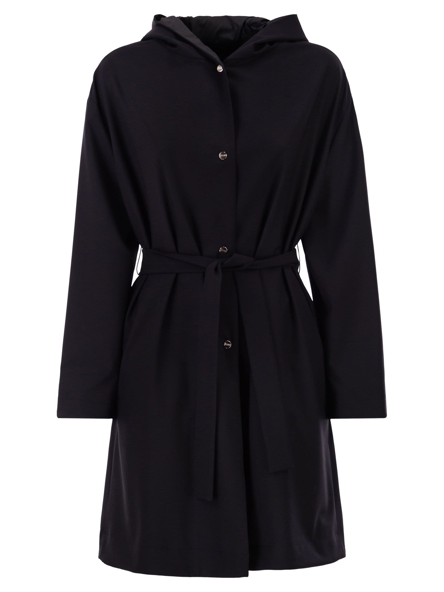 Herno Women Reversible Coat With Hood In Stretch Wool And Nylon HERNO