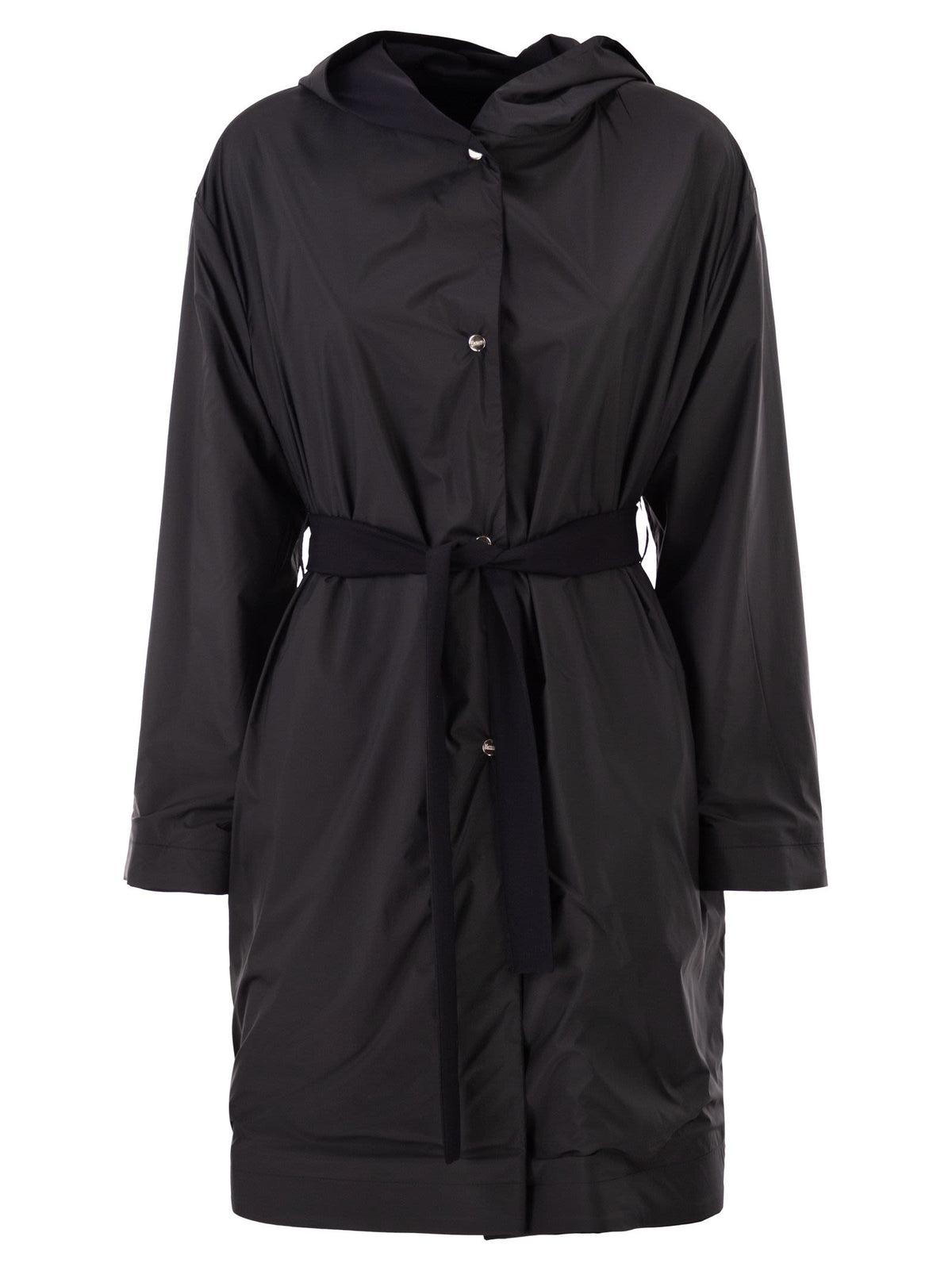 Herno Women Reversible Coat With Hood In Stretch Wool And Nylon