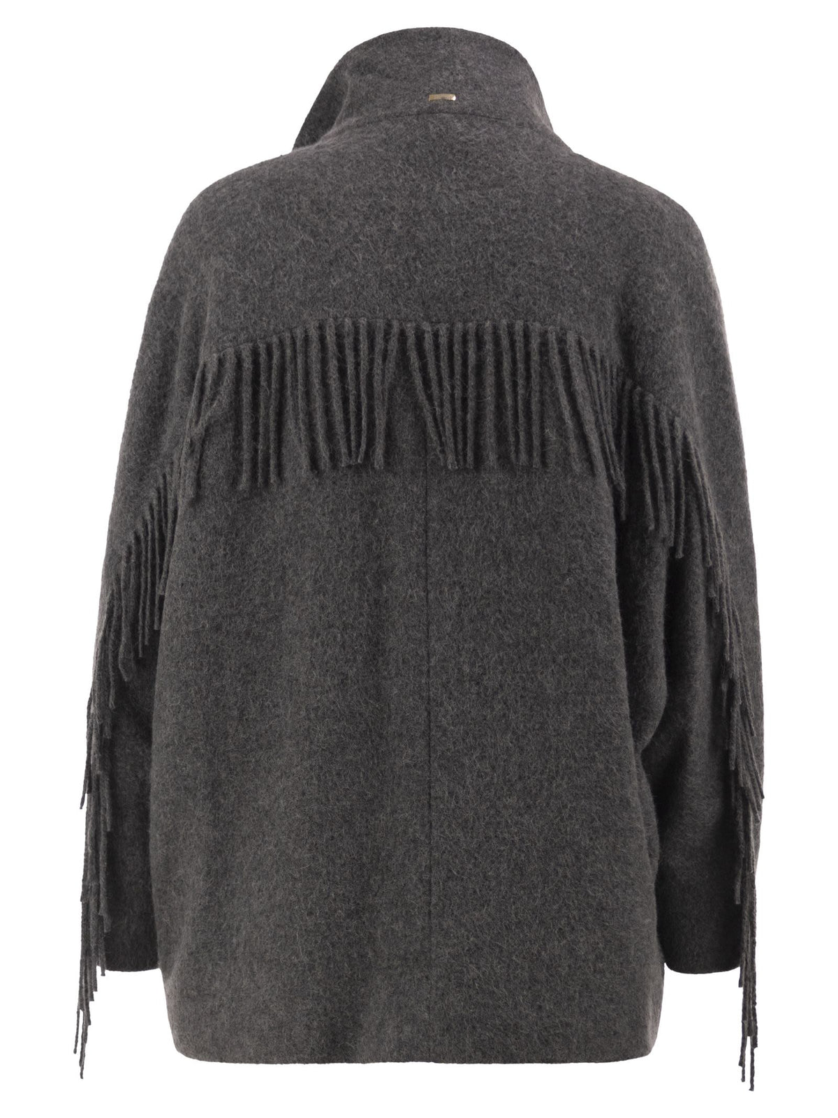 Herno Women Alpaca-Blend Coat With Fringes And Padded Insert HERNO