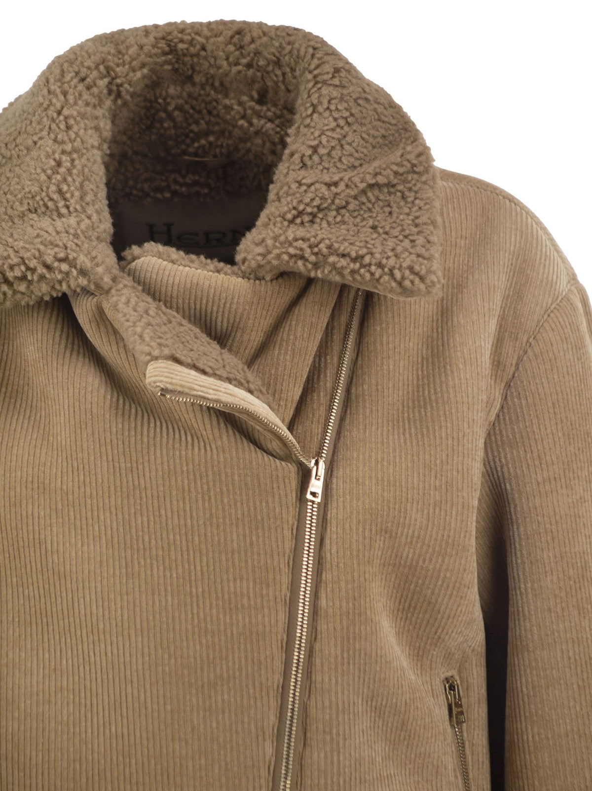Herno Women Corduroy Jacket With Faux Shearling Details HERNO