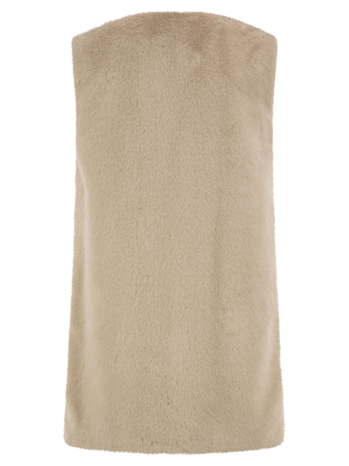 Herno Women Long Faux Fur-Effect Gilet With Round Neckline HERNO