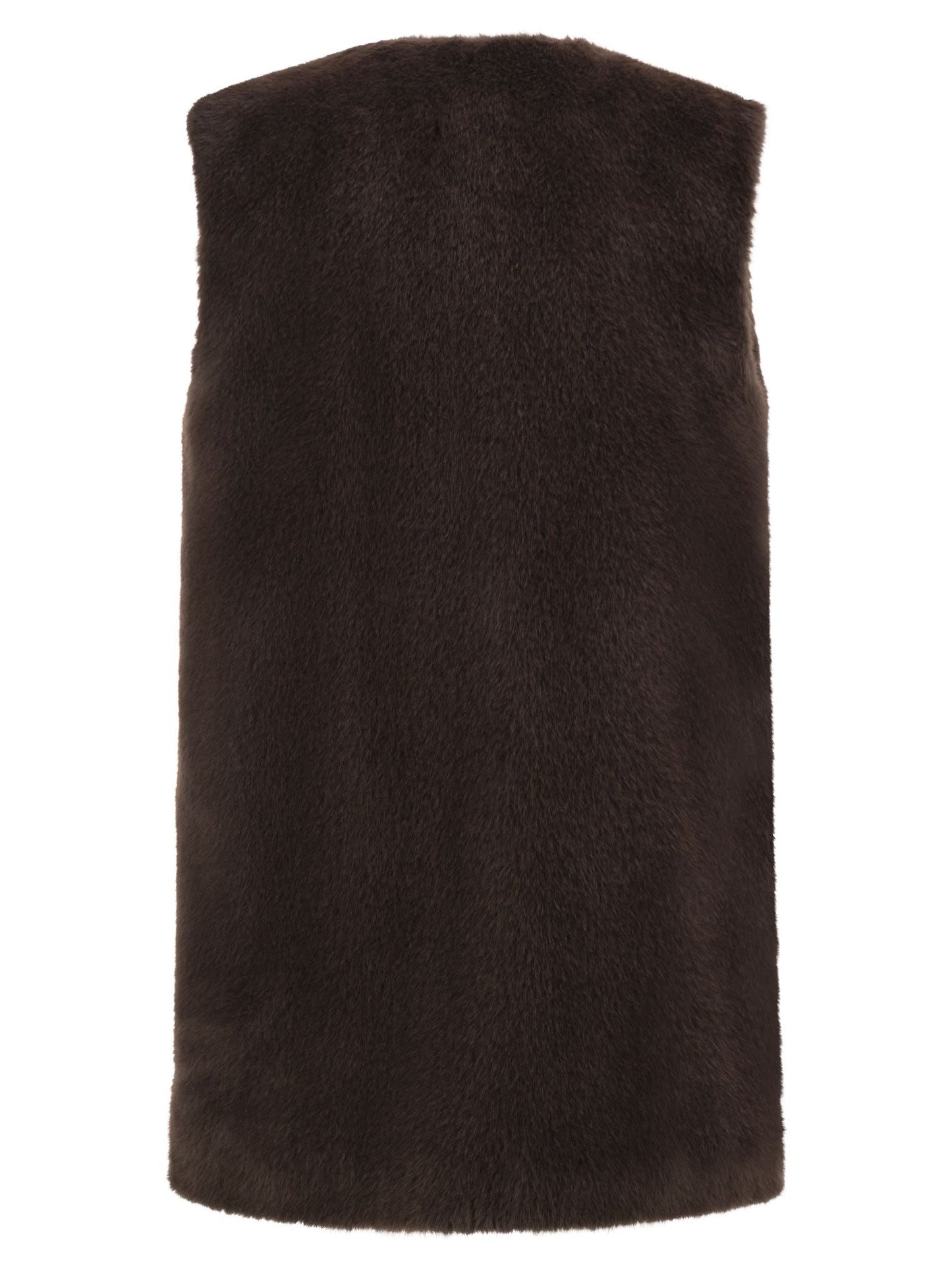 Herno Women Long Faux Fur-Effect Gilet With Round Neckline HERNO
