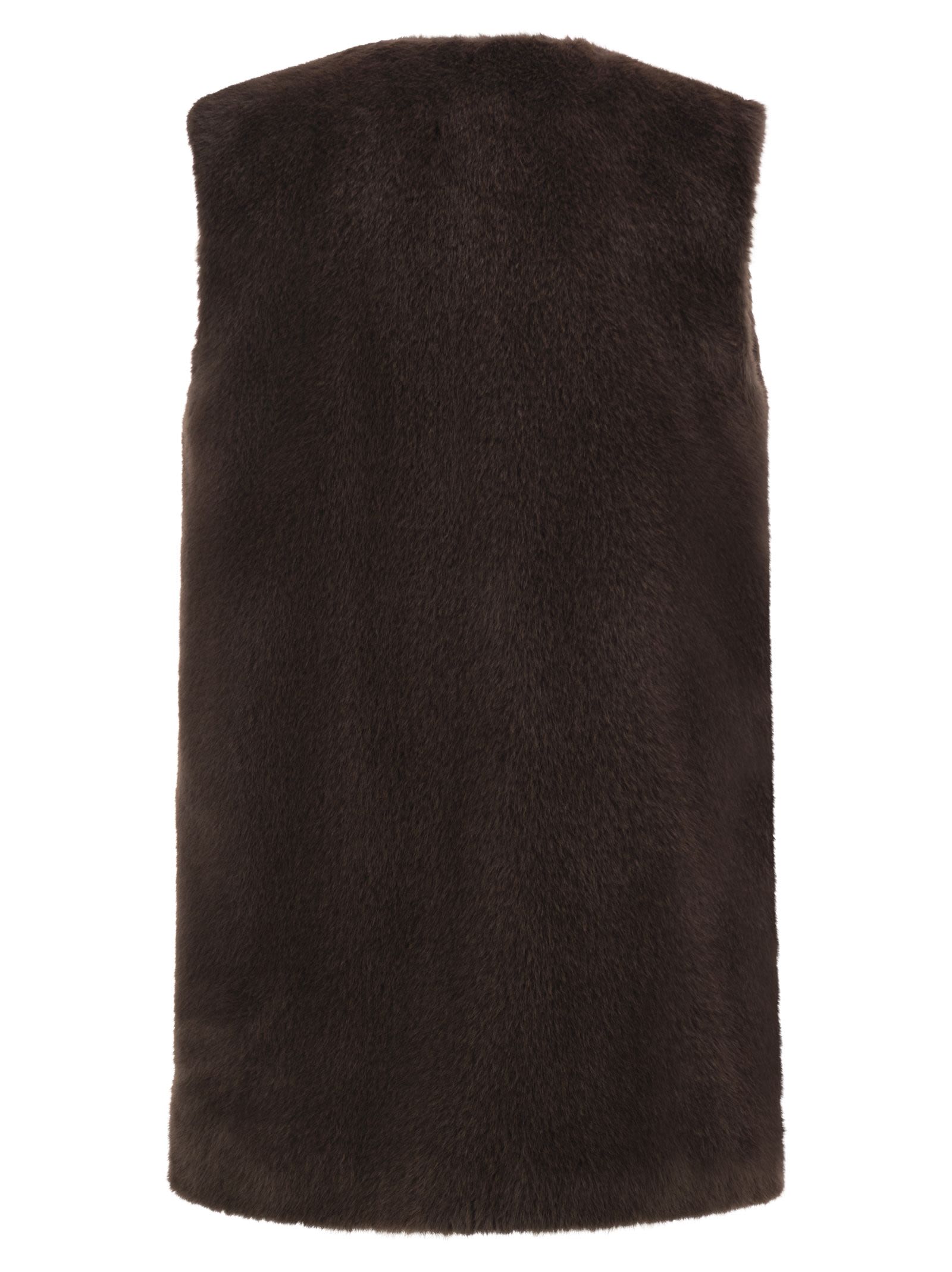 Herno Women Long Faux Fur-Effect Gilet With Round Neckline HERNO