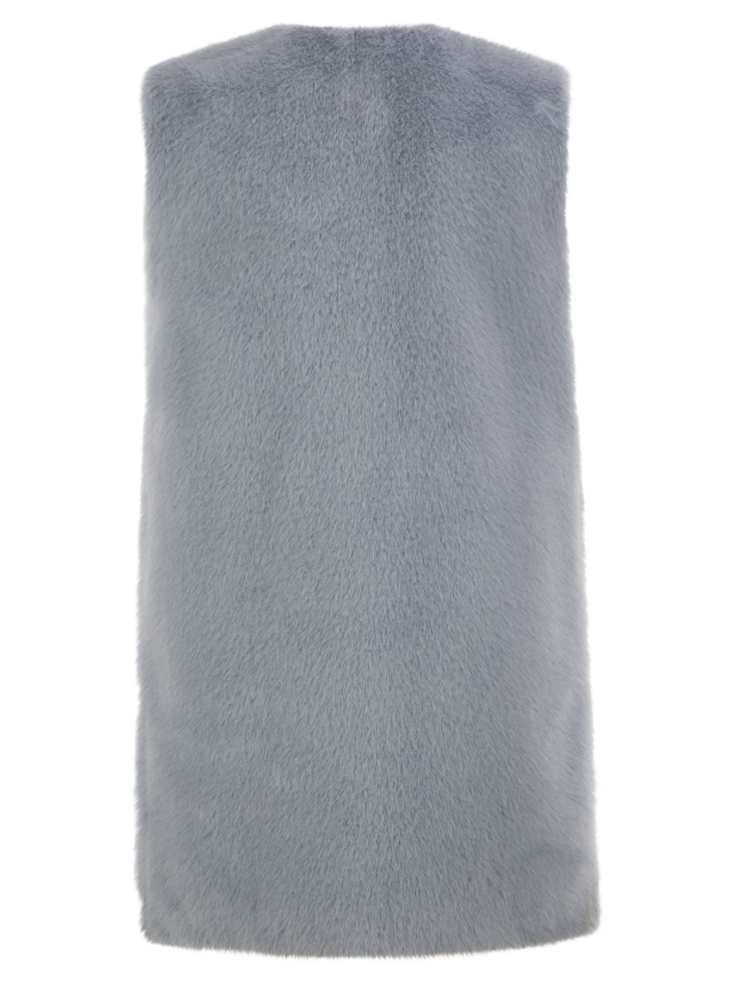 Herno Women Long Faux Fur-Effect Gilet With Round Neckline HERNO
