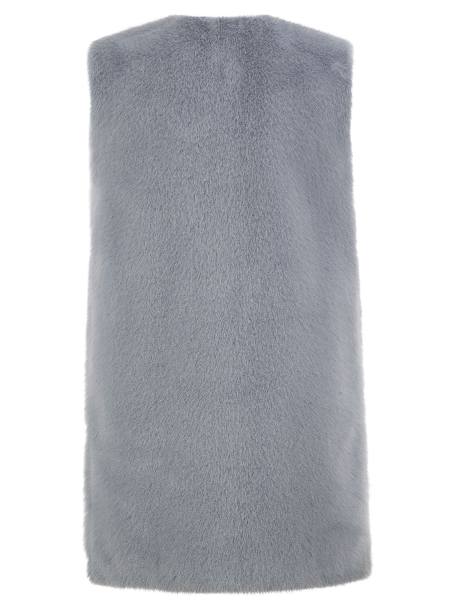 Herno Women Long Faux Fur-Effect Gilet With Round Neckline HERNO