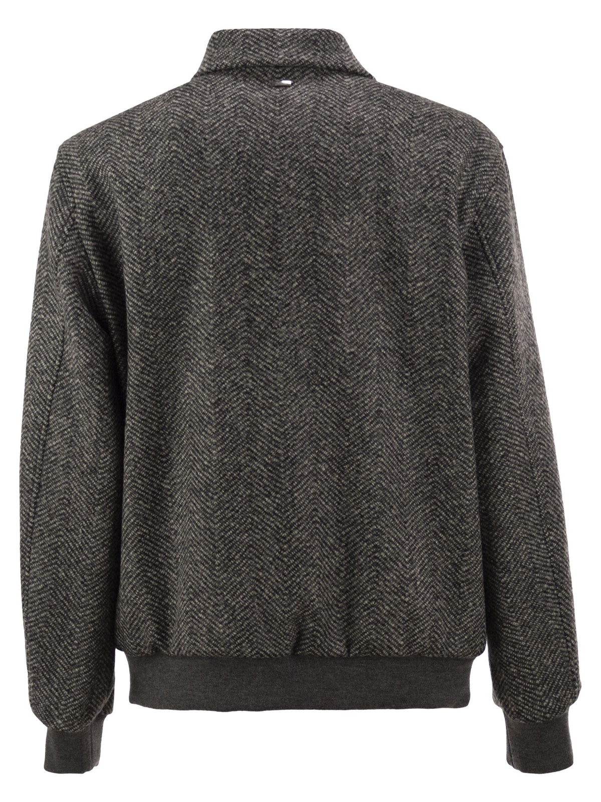 Herno Men Virgin Wool Herringbone Bomber Jacket HERNO