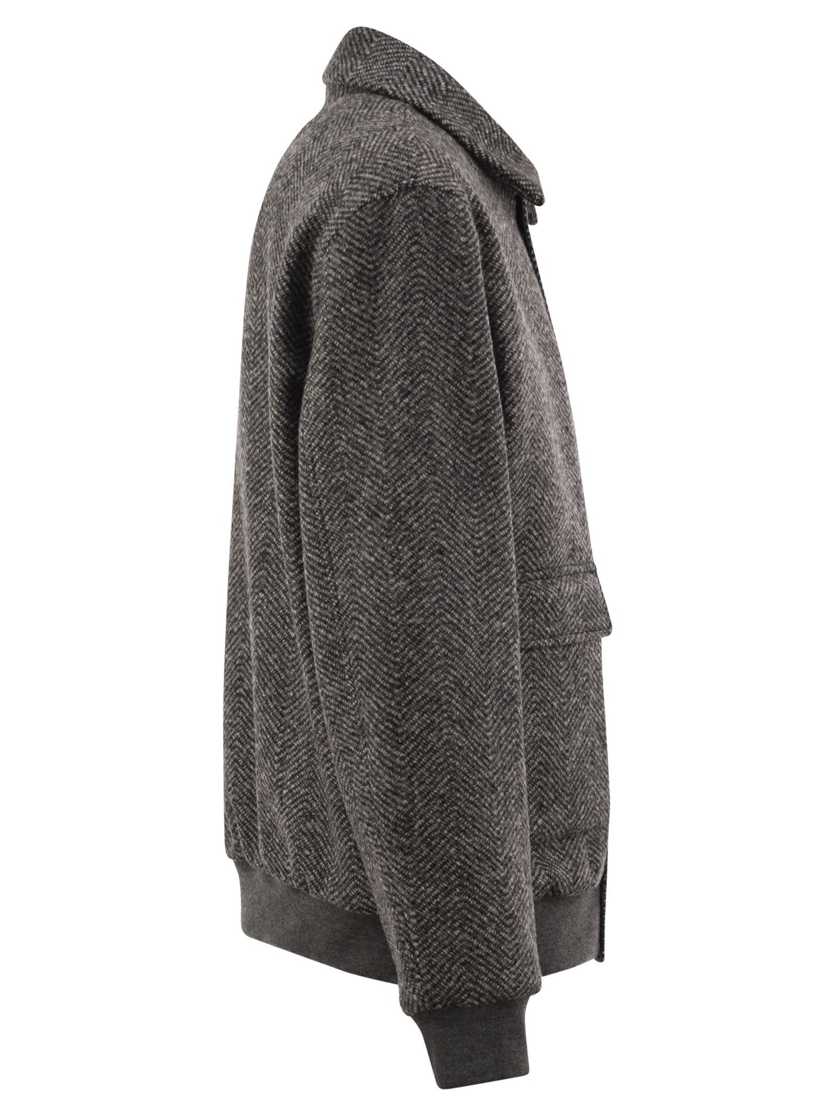 Herno Men Virgin Wool Herringbone Bomber Jacket HERNO