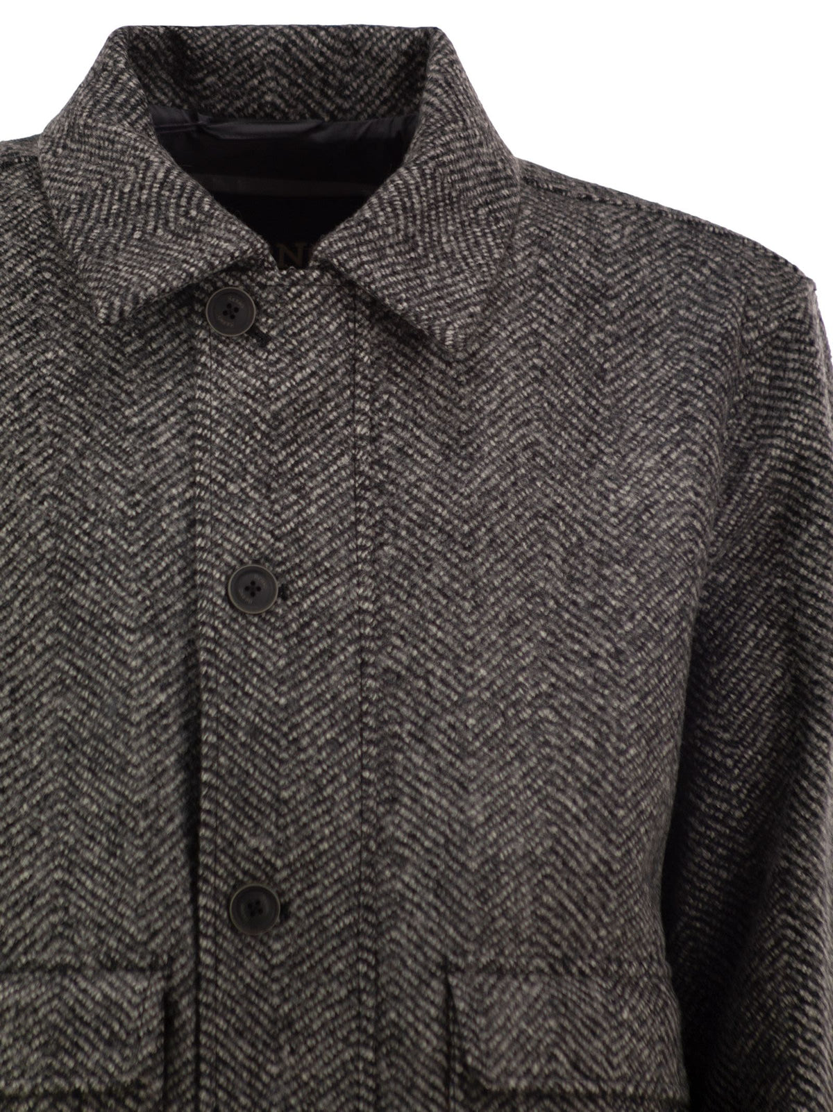 Herno Men Virgin Wool Herringbone Bomber Jacket HERNO