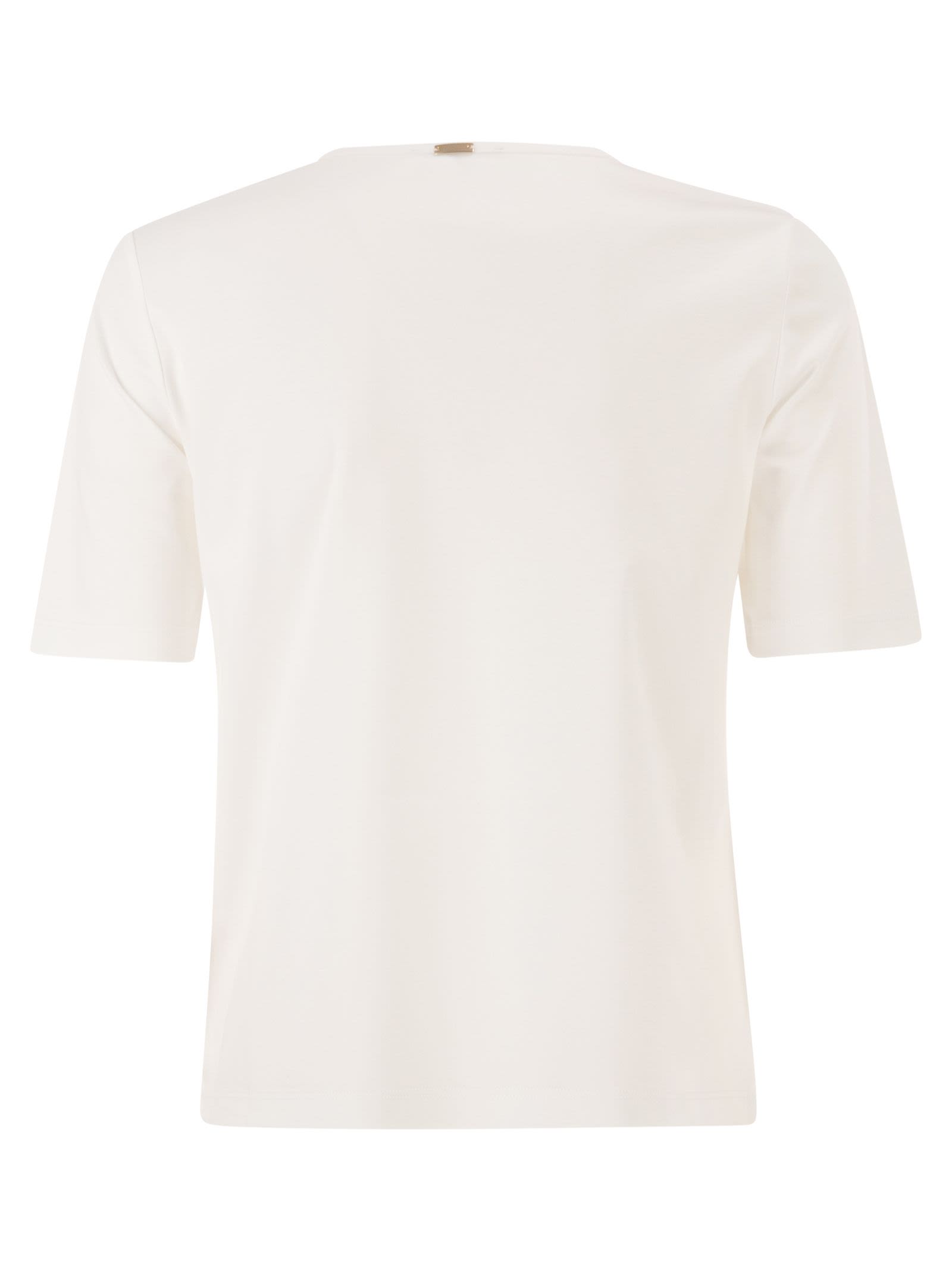 Herno Women Cotton T-Shirt With Logo Buttons On The Sides HERNO