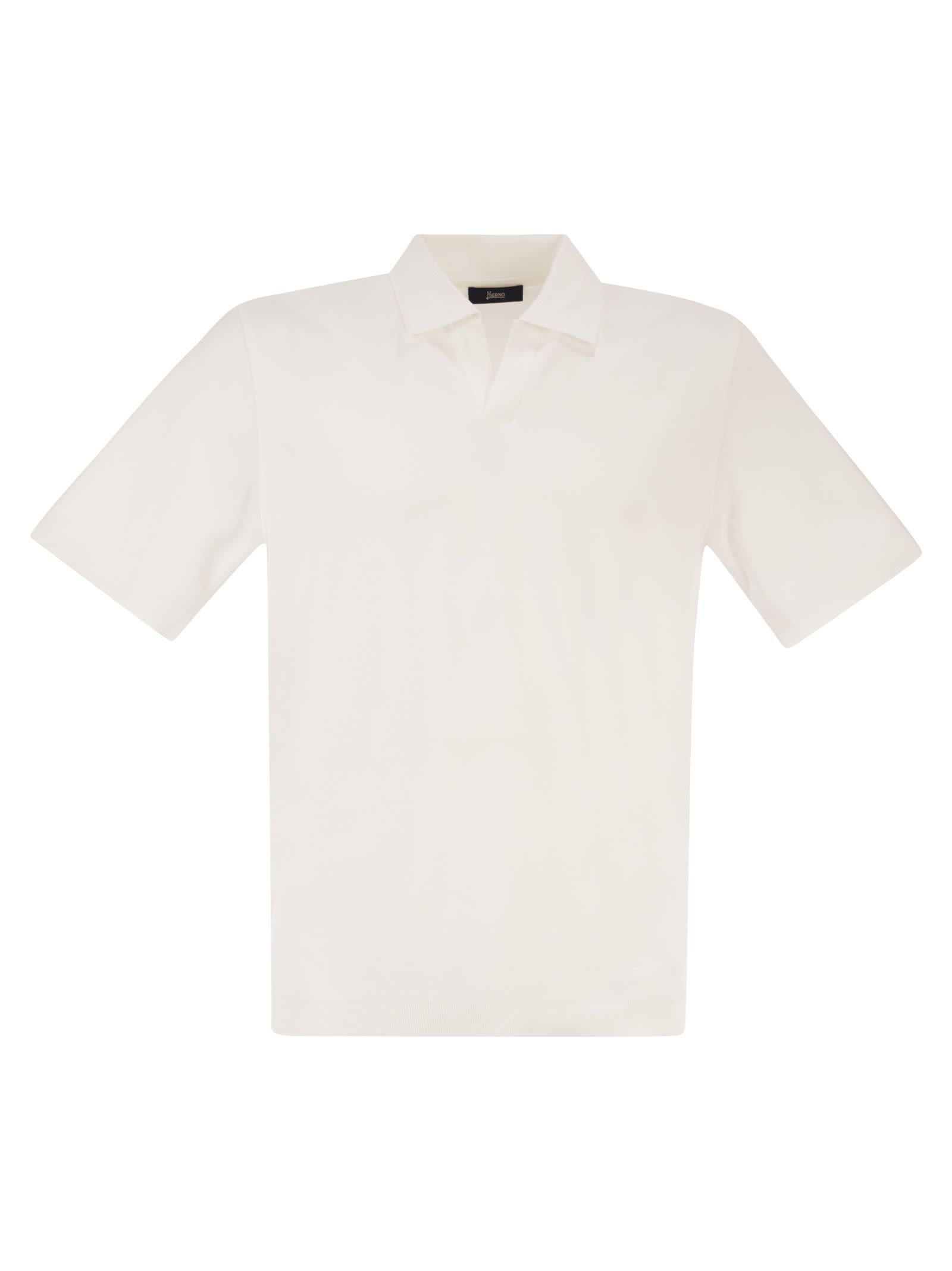 Herno Men Cotton Jersey Polo Shirt With Open Collar HERNO