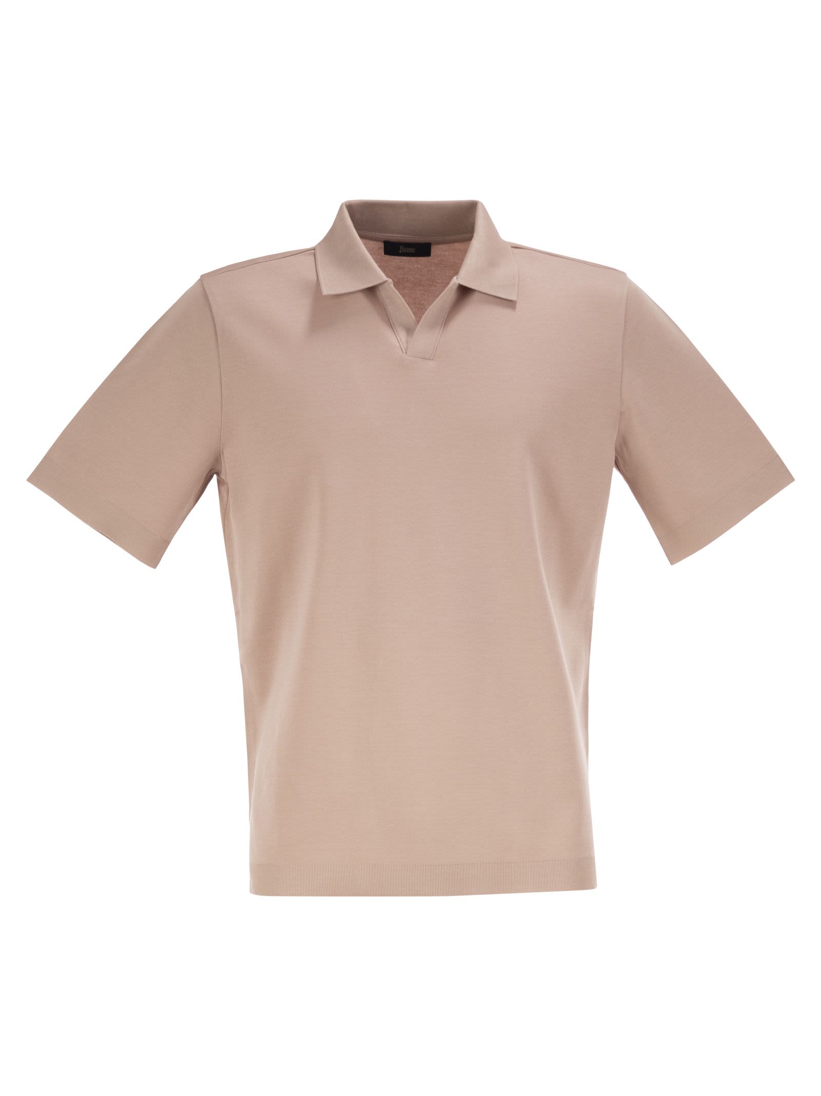 Herno Men Cotton Jersey Polo Shirt With Open Collar HERNO