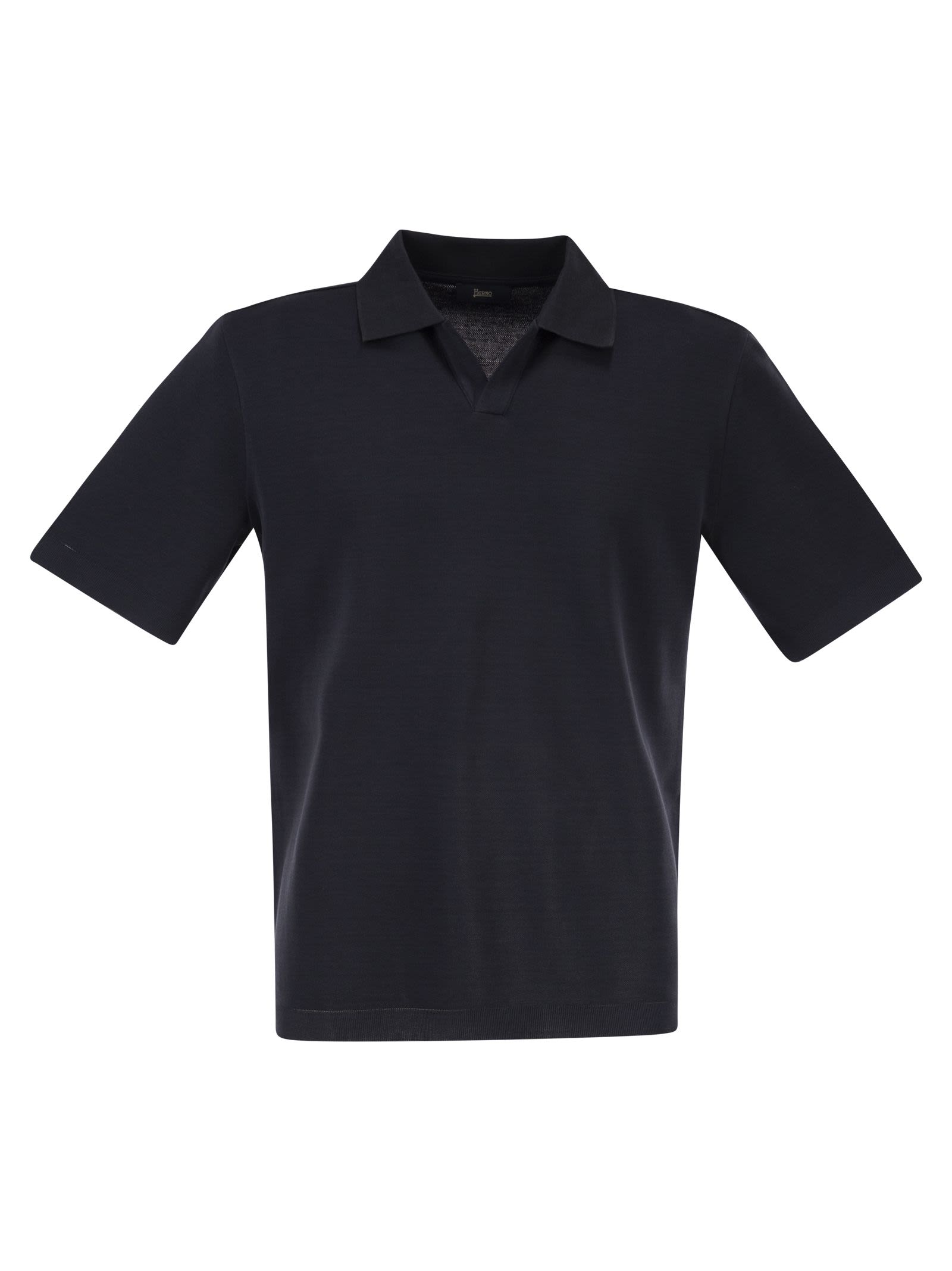 Herno Men Cotton Jersey Polo Shirt With Open Collar HERNO