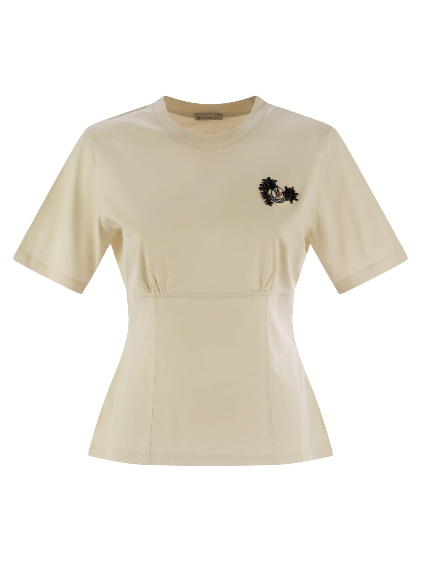 Moncler Women Cotton T-Shirt With Handmade Beads MONCLER