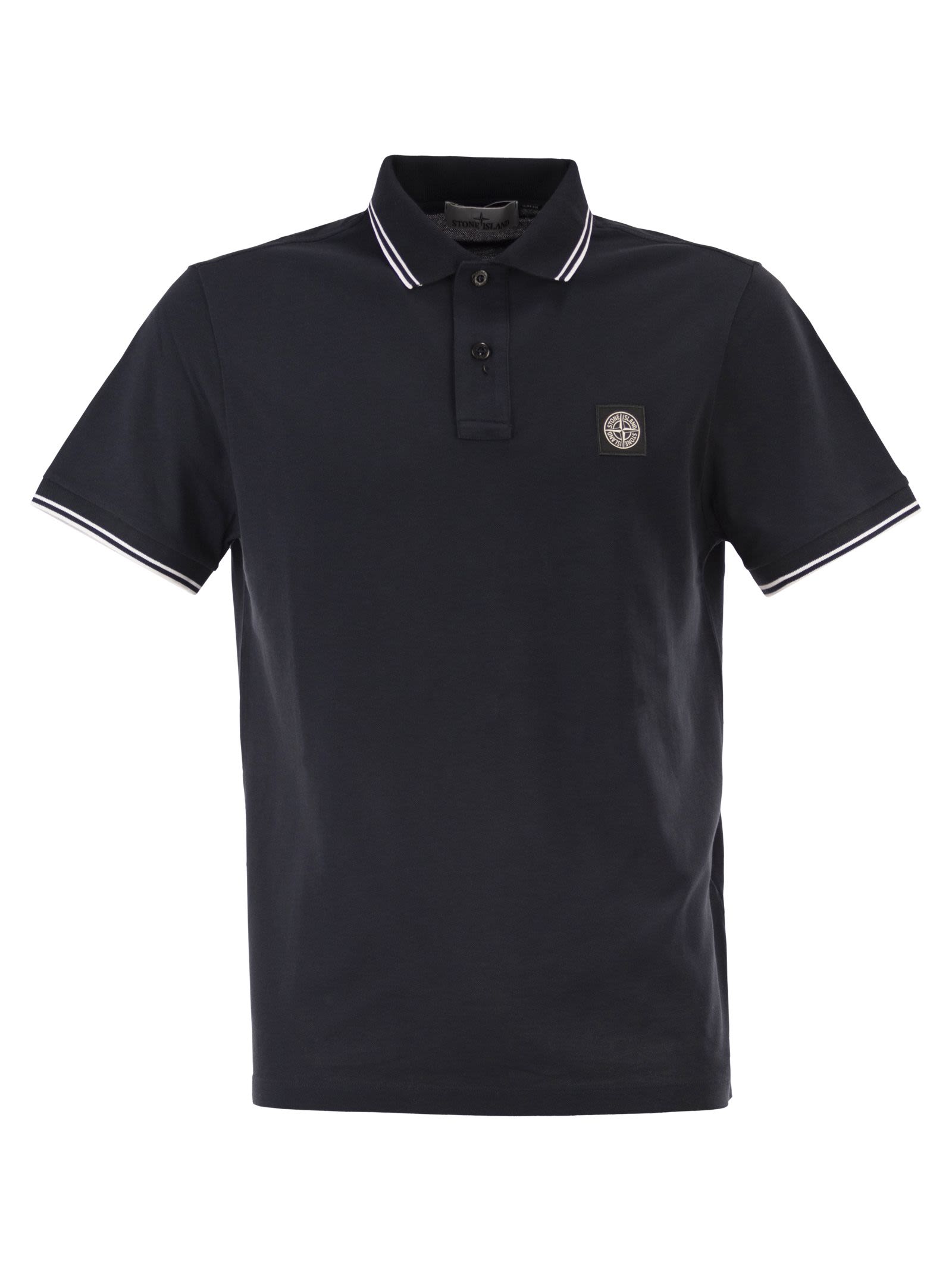 Stone Island Men Slim Fit Short Sleeve Polo Shirt With Compass Patch STONE ISLAND
