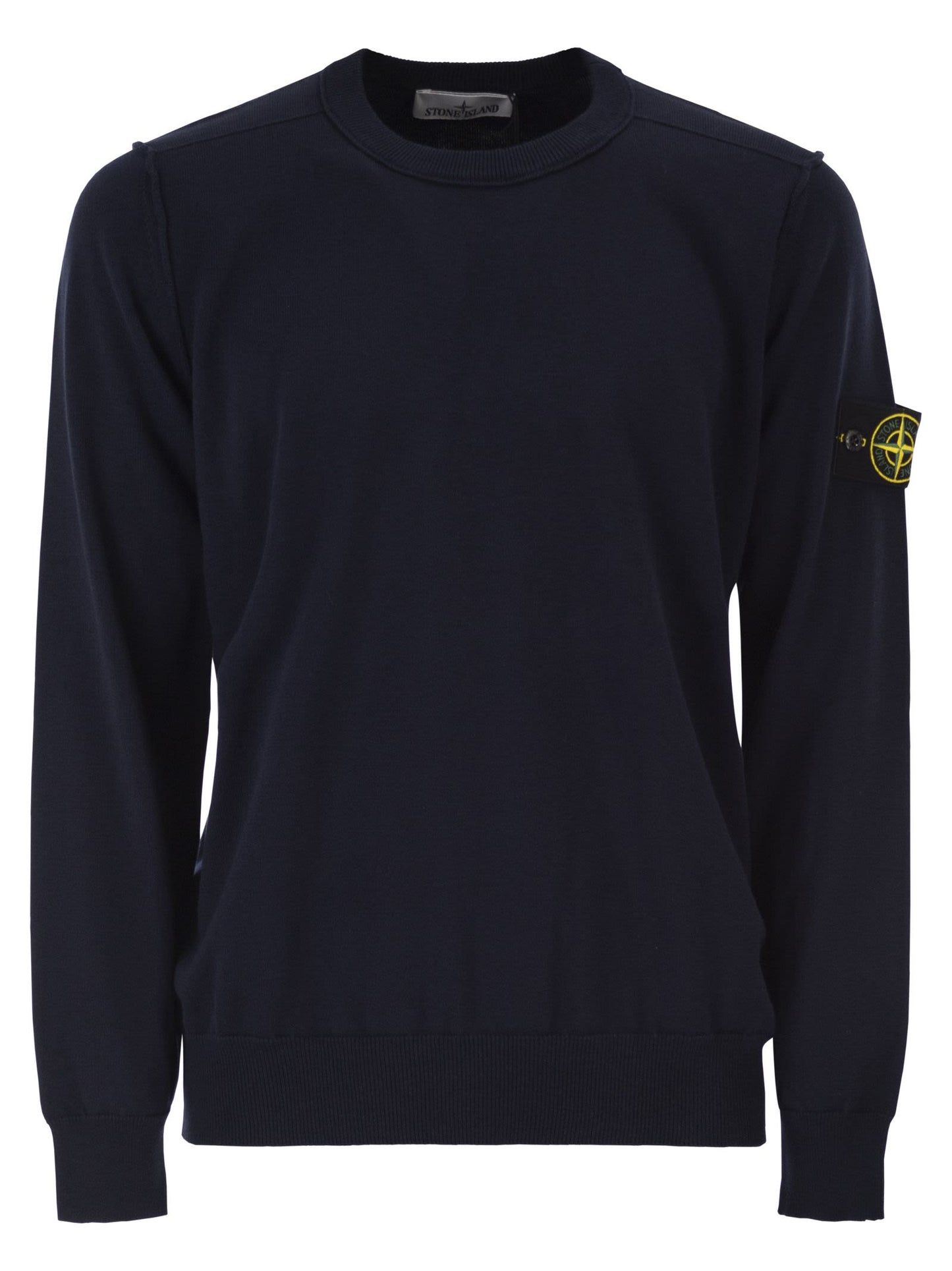 Stone Island Men Crew Neck Jumper With Small Lapel STONE ISLAND