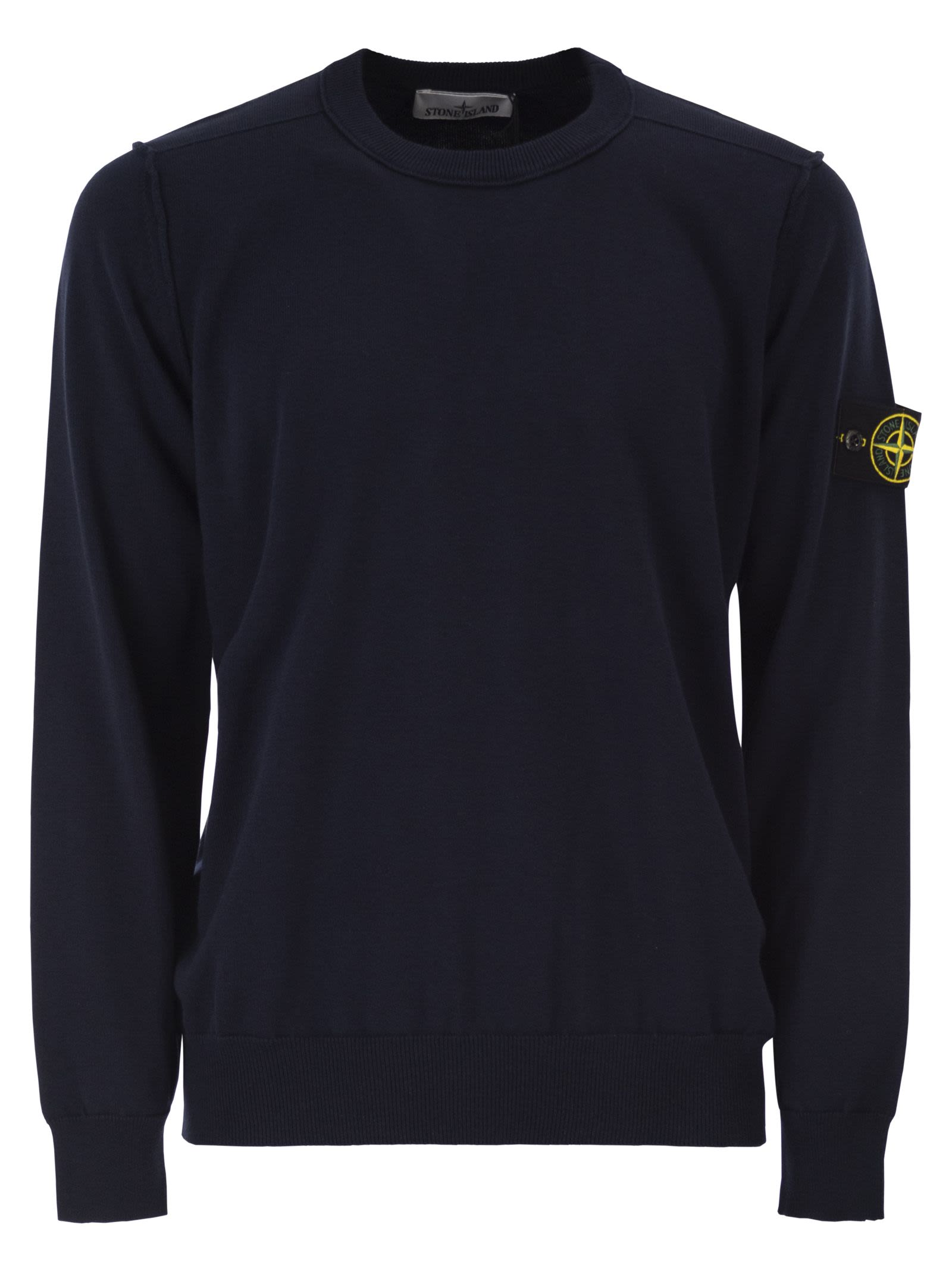 Stone Island Men Crew Neck Jumper With Small Lapel STONE ISLAND