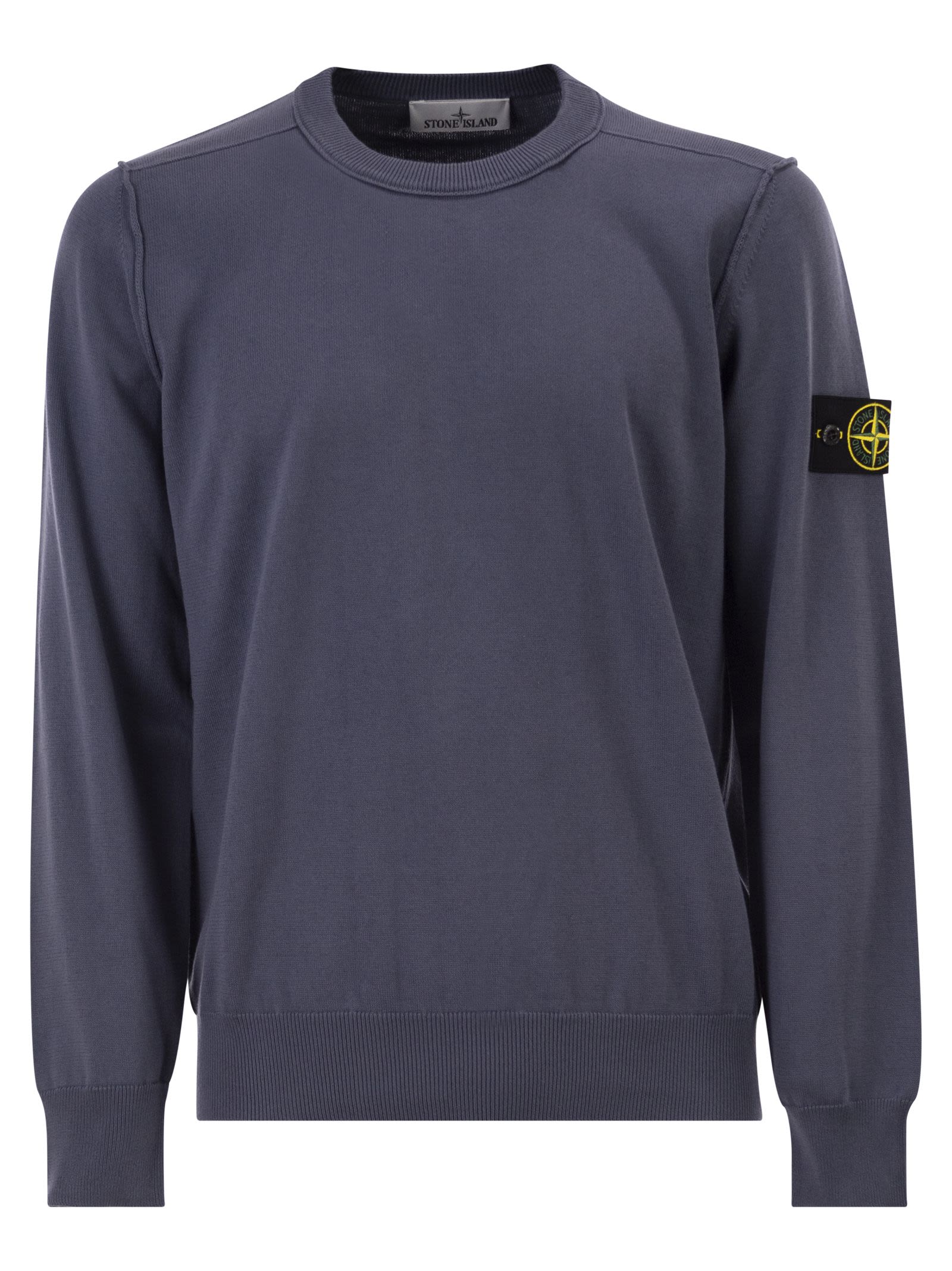 Stone Island Men Crew Neck Jumper With Small Lapel STONE ISLAND
