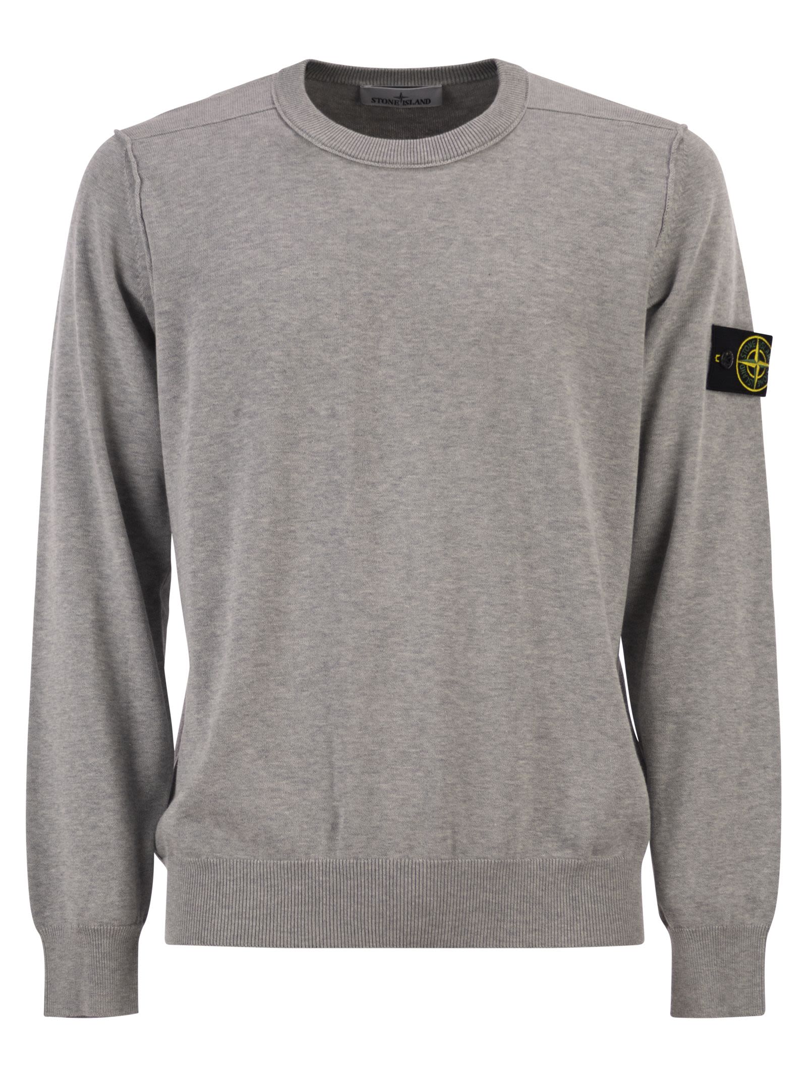Stone Island Men Crew Neck Jumper With Small Lapel STONE ISLAND