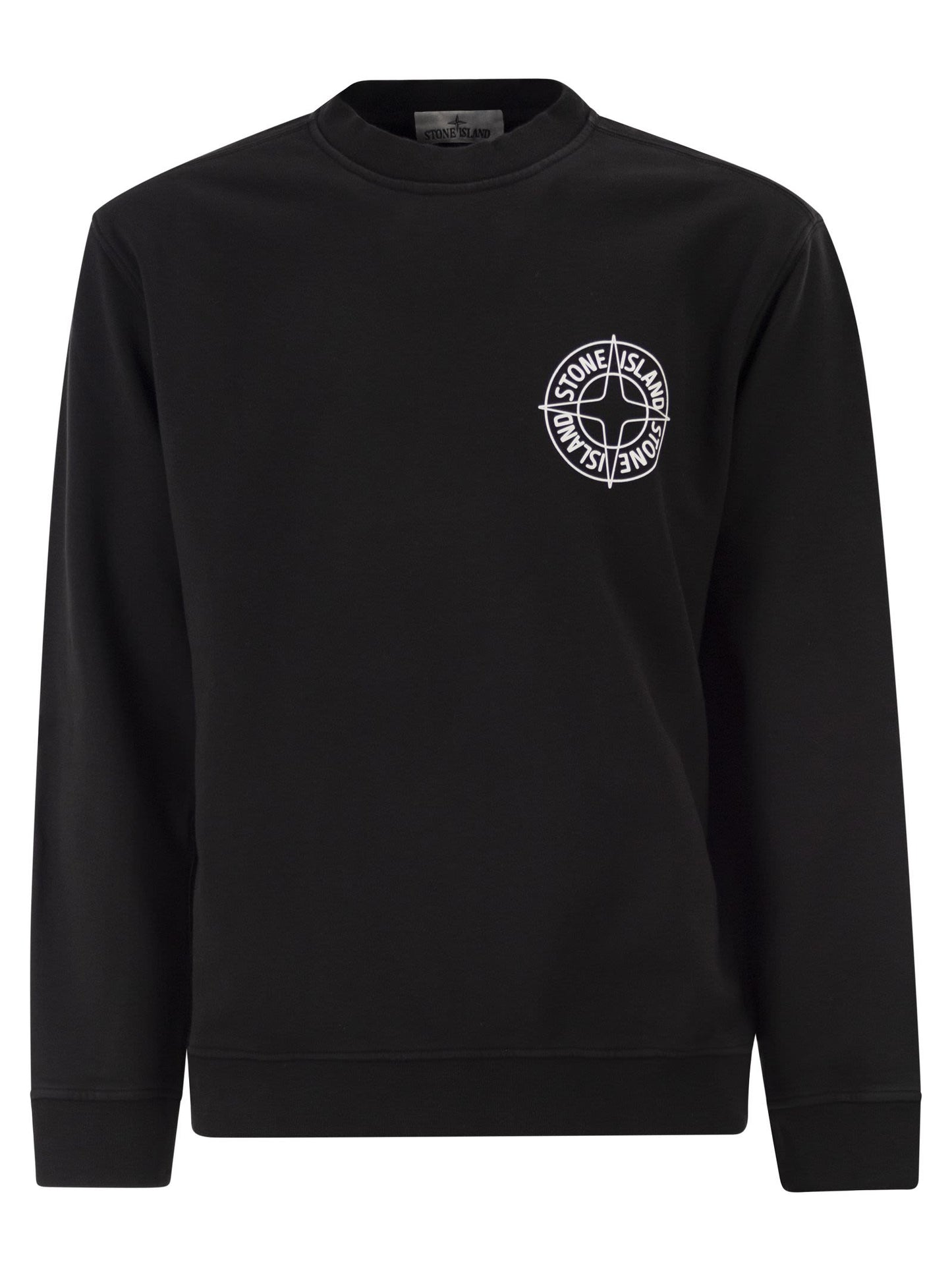 Stone Island Men Oversized Crew Neck Sweatshirt With “Outline Compass” Print