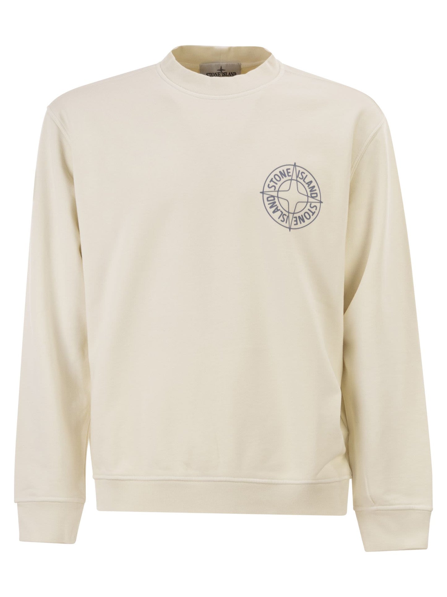Stone Island Men Oversized Crew Neck Sweatshirt With “Outline Compass” Print
