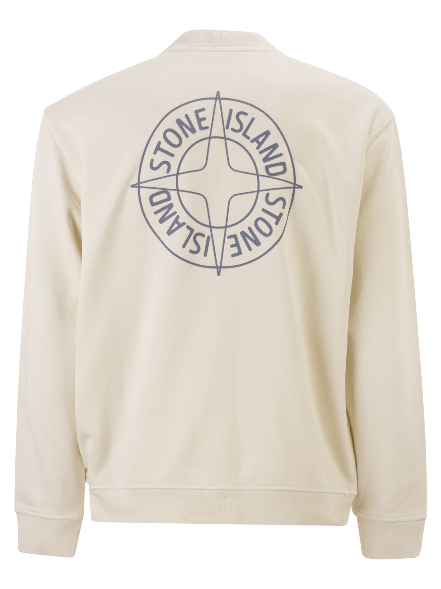 Stone Island Men Oversized Crew Neck Sweatshirt With “Outline Compass” Print
