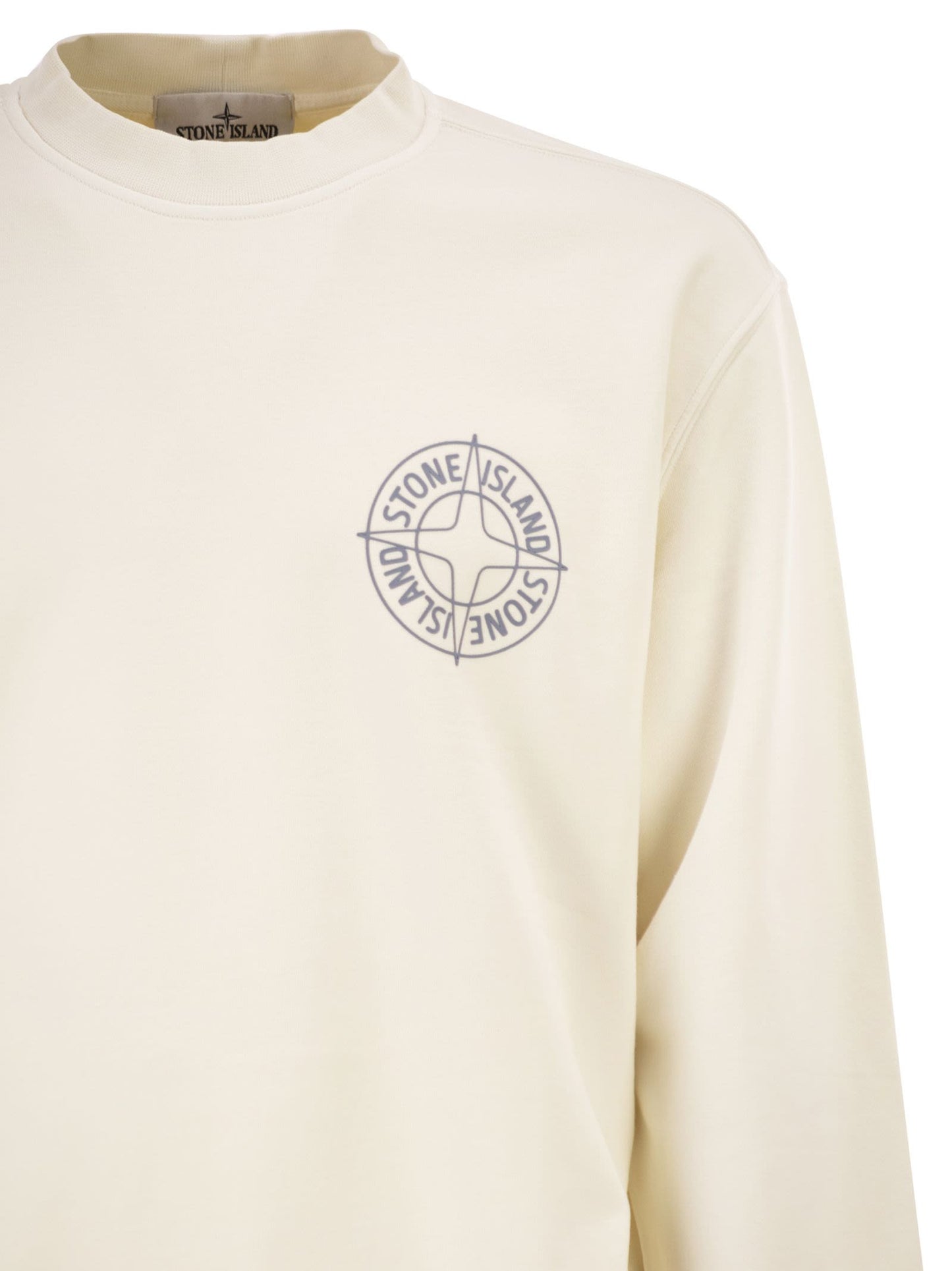 Stone Island Men Oversized Crew Neck Sweatshirt With “Outline Compass” Print