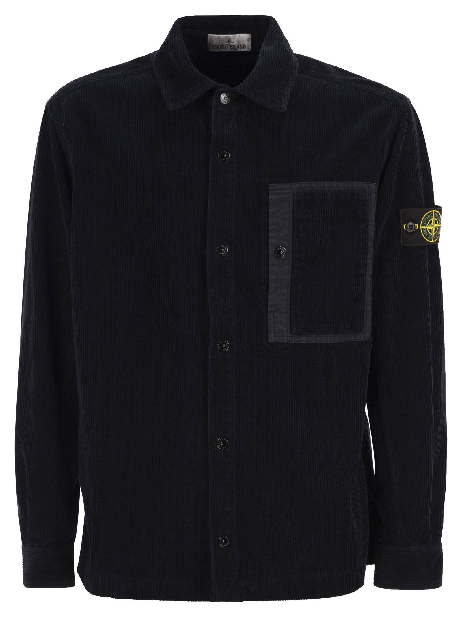 Stone Island Men Cotton Corduroy Overshirt With Compass Badge STONE ISLAND