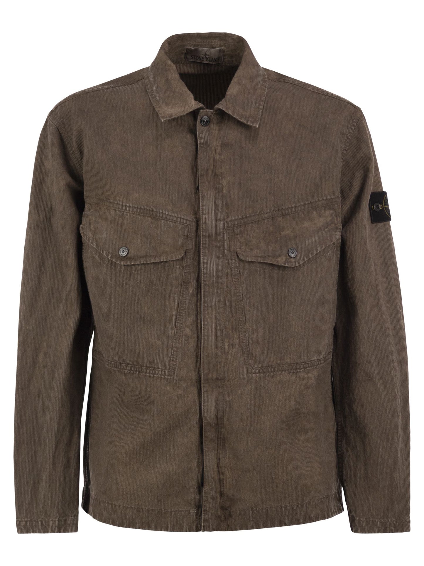 Stone Island Men Corduroy Overshirt With Compass Badge STONE ISLAND