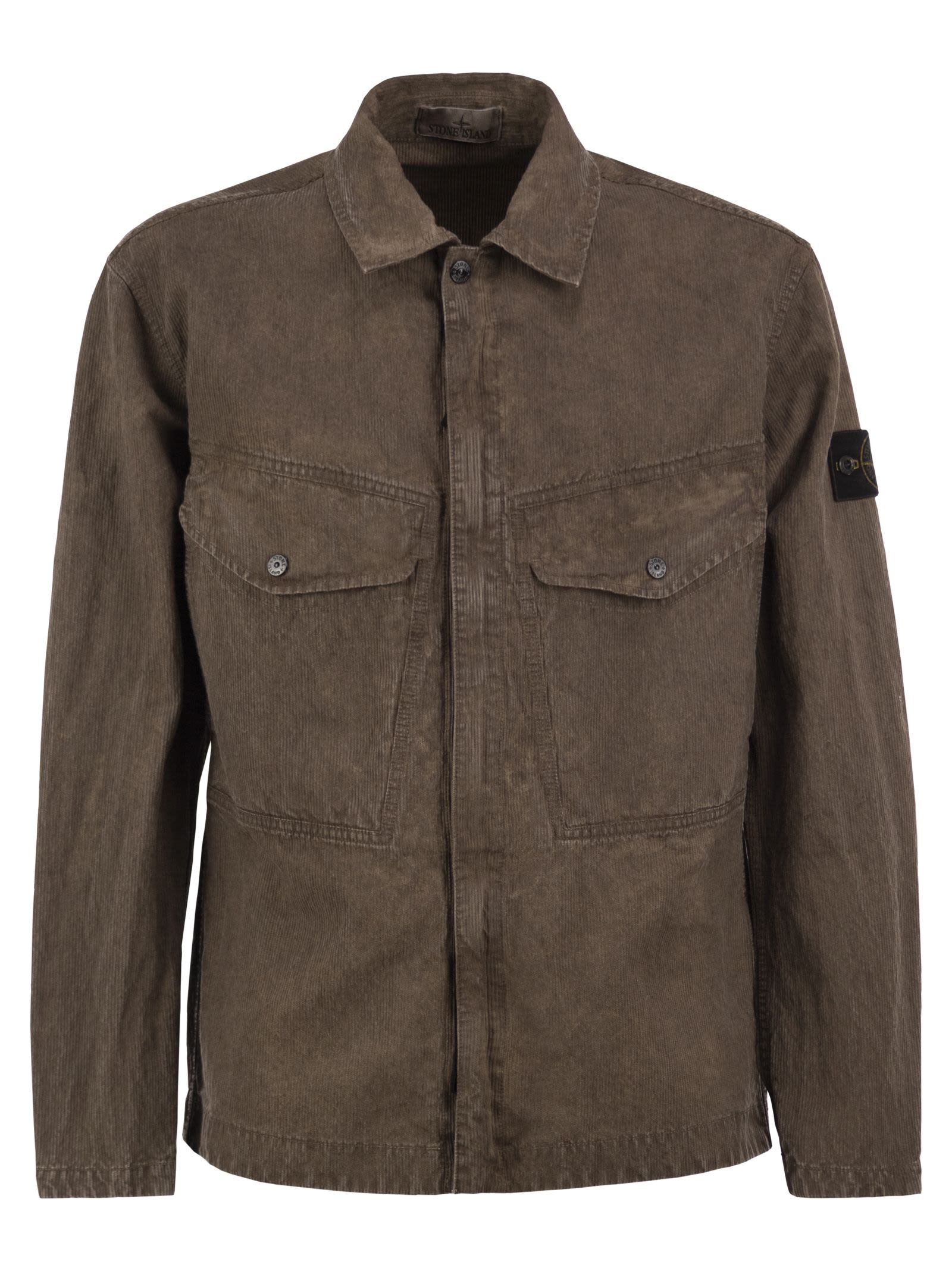Stone Island Men Corduroy Overshirt With Compass Badge STONE ISLAND