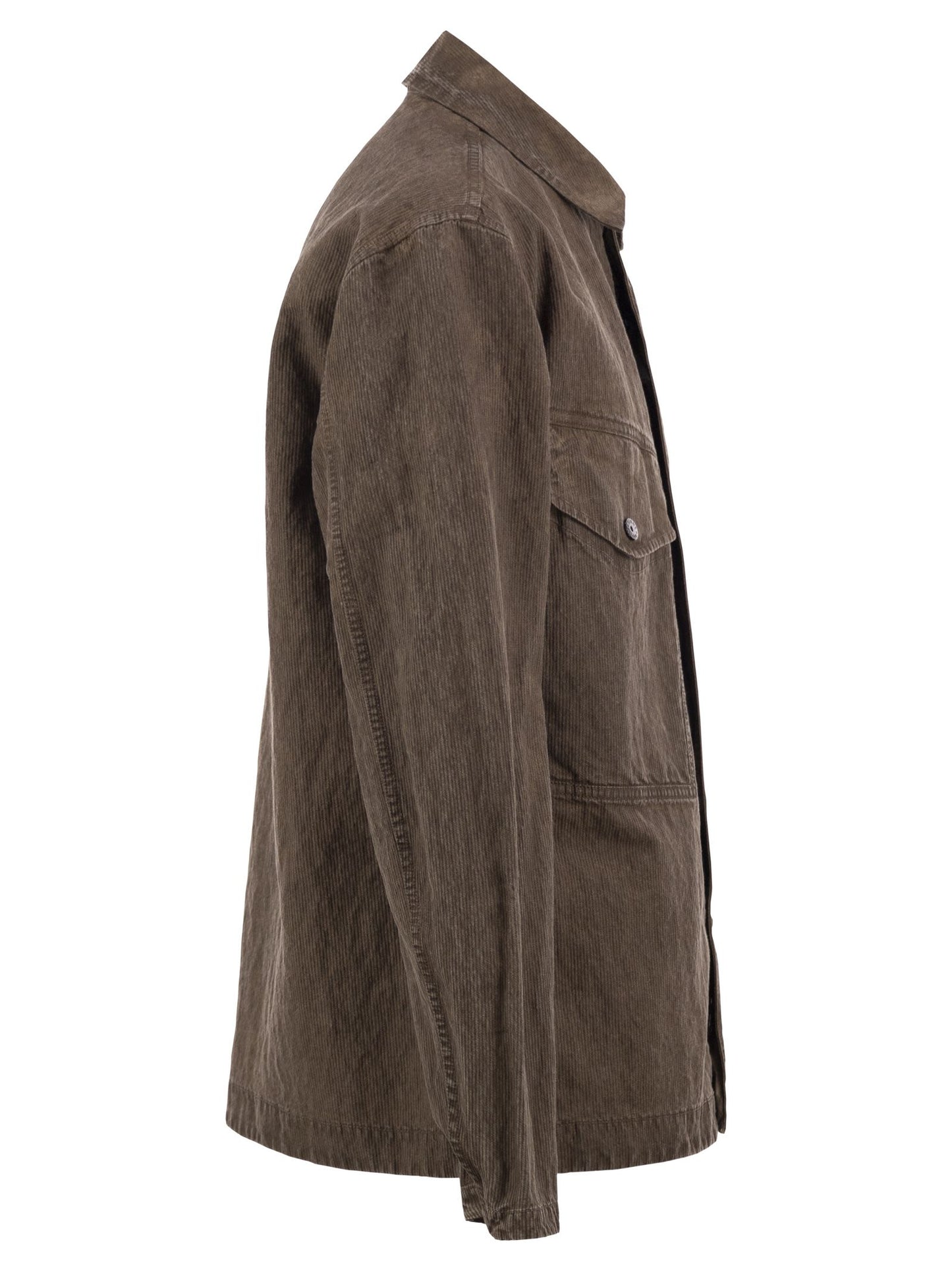 Stone Island Men Corduroy Overshirt With Compass Badge STONE ISLAND