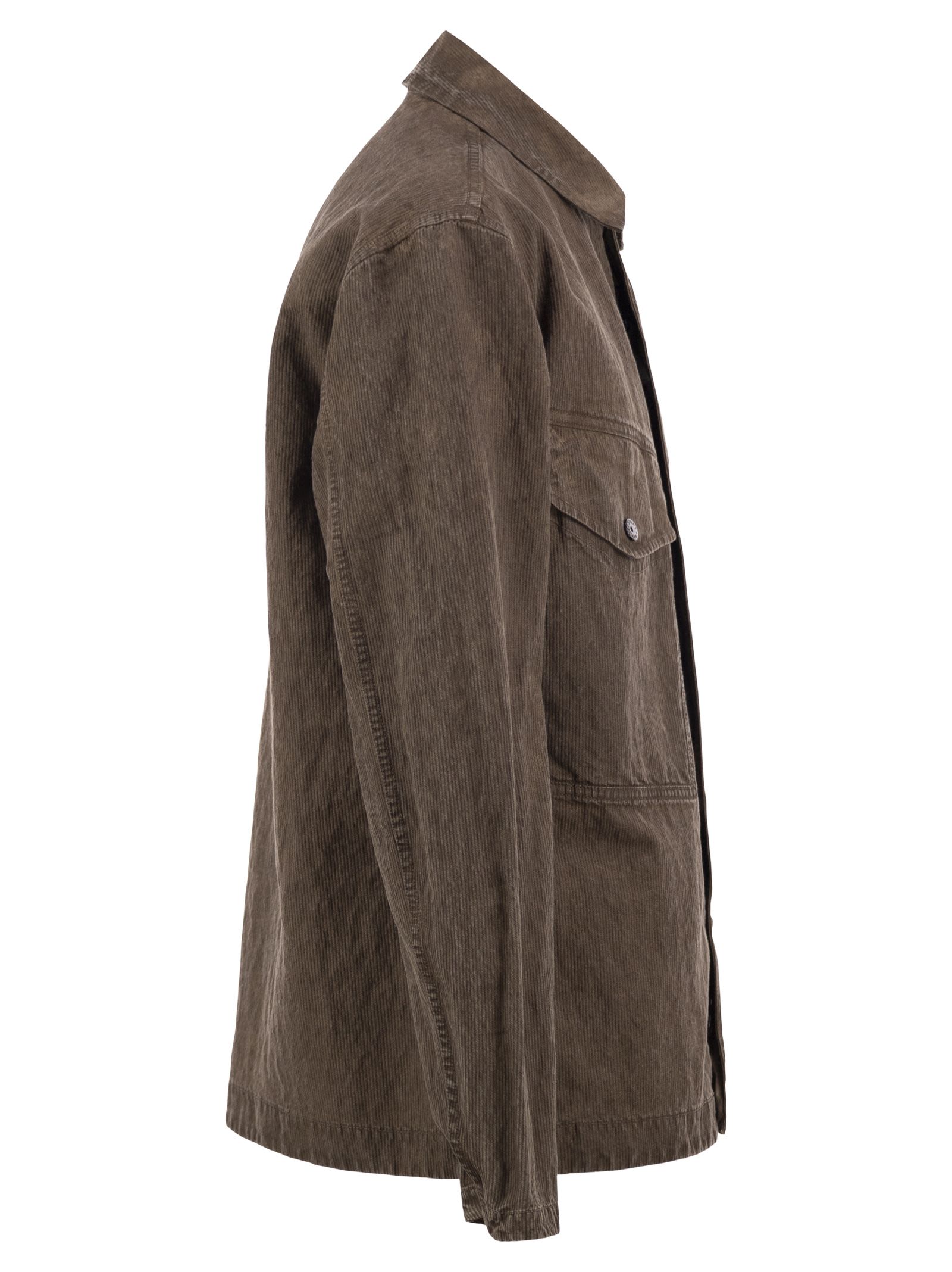 Stone Island Men Corduroy Overshirt With Compass Badge STONE ISLAND