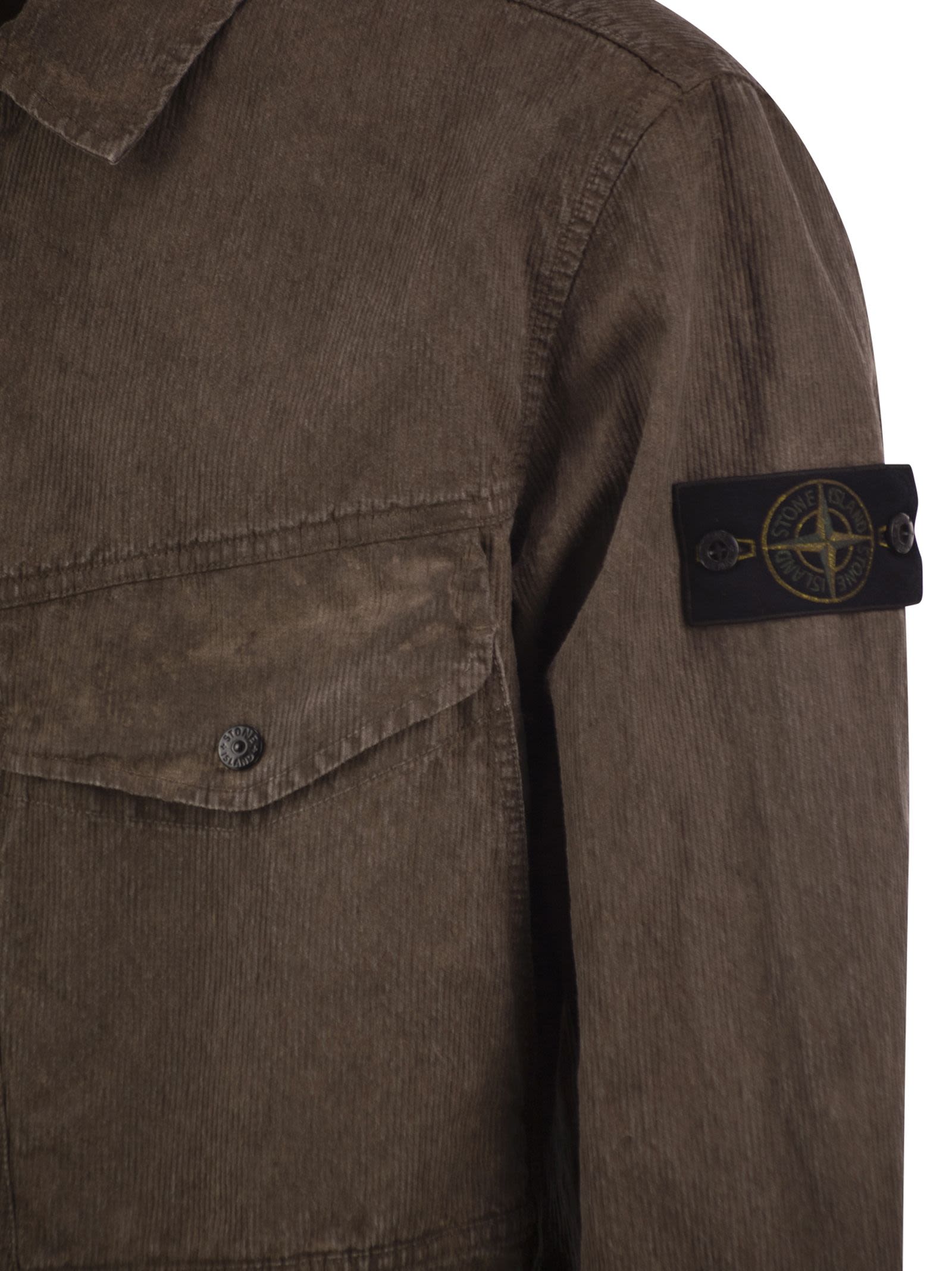 Stone Island Men Corduroy Overshirt With Compass Badge STONE ISLAND