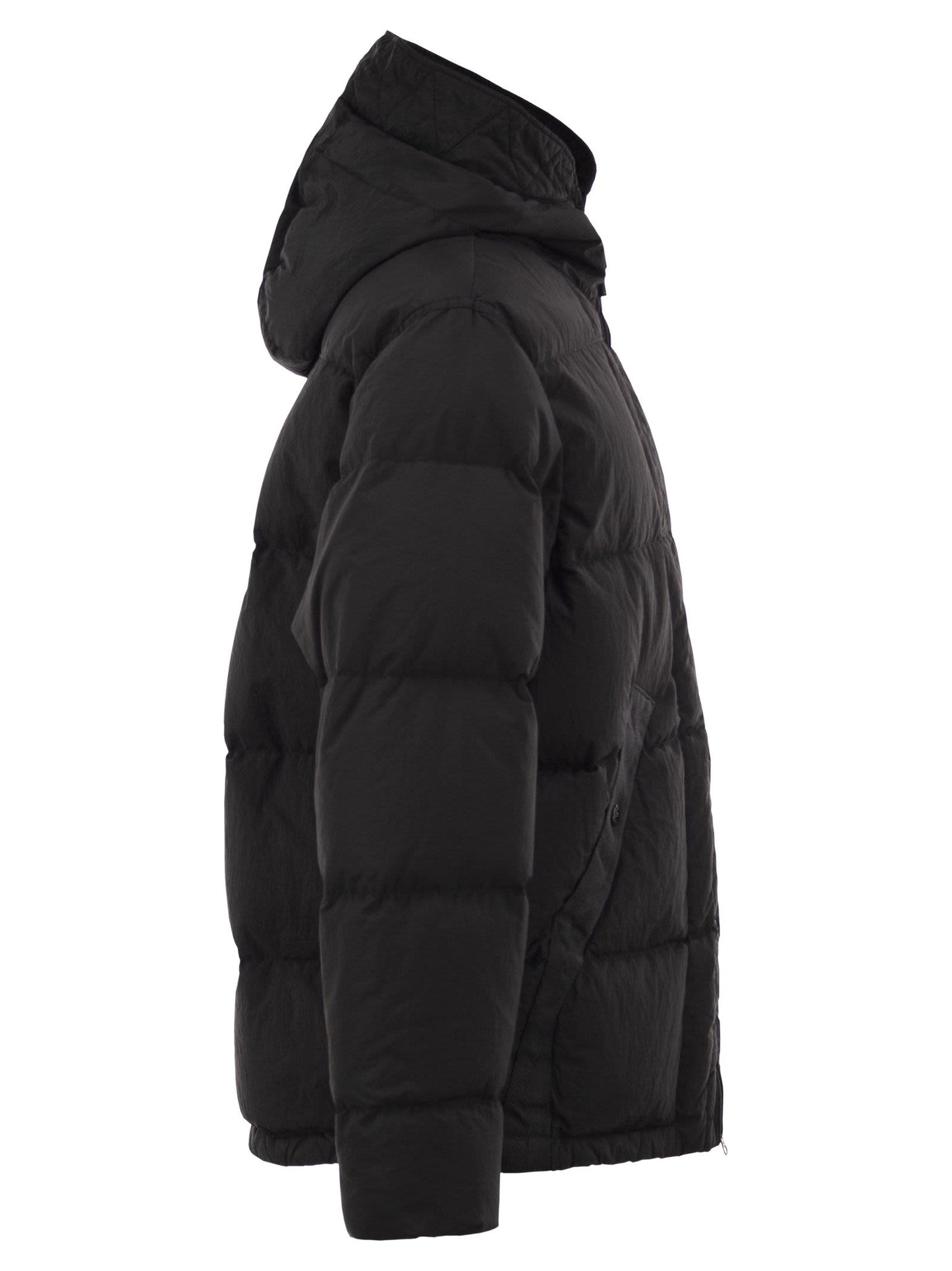 Stone Island Men Nylon Metal Hooded Down Jacket With Compass Badge STONE ISLAND