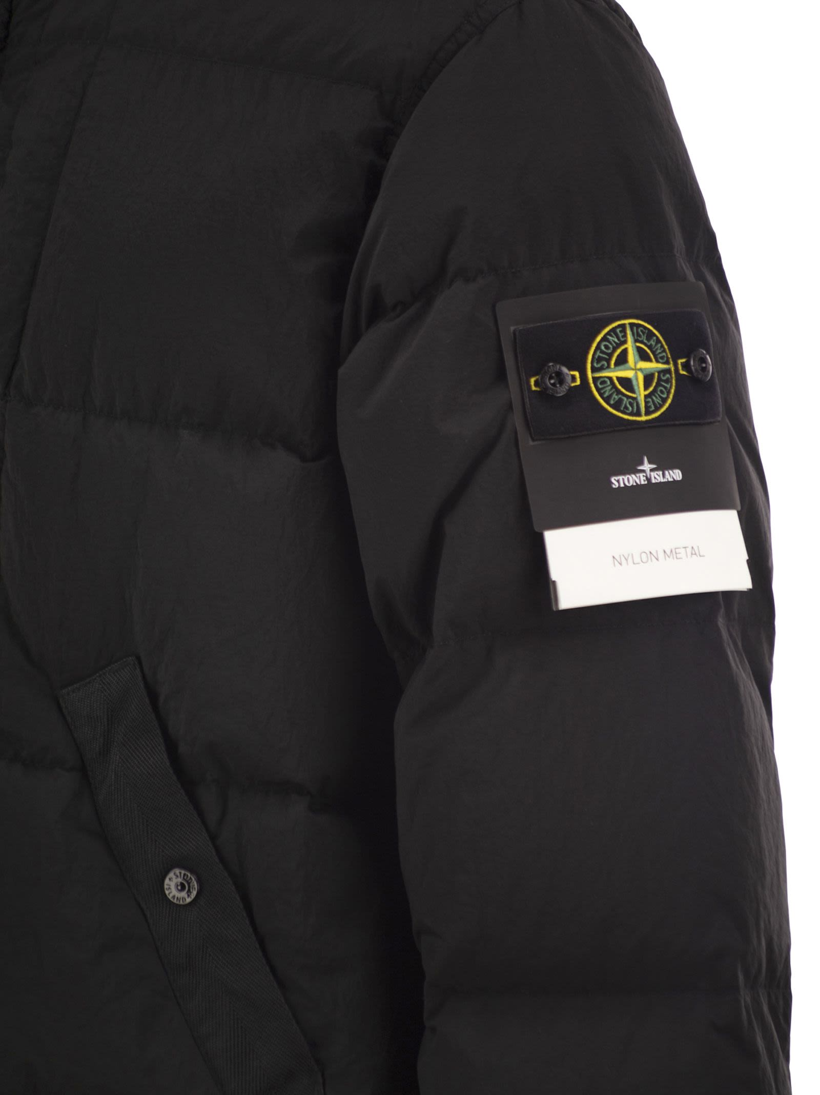 Stone Island Men Nylon Metal Hooded Down Jacket With Compass Badge STONE ISLAND