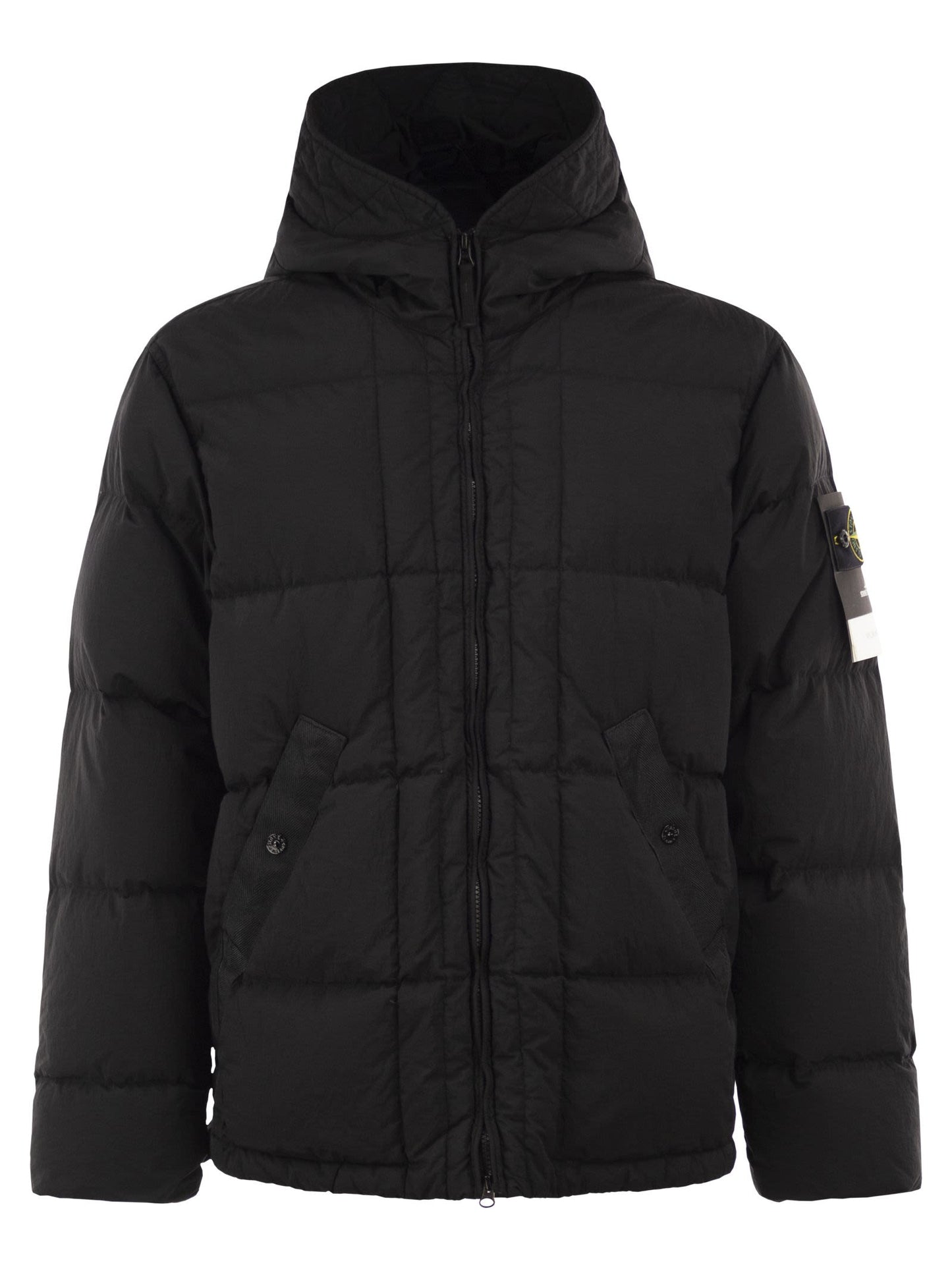 Stone Island Men Nylon Metal Hooded Down Jacket With Compass Badge STONE ISLAND