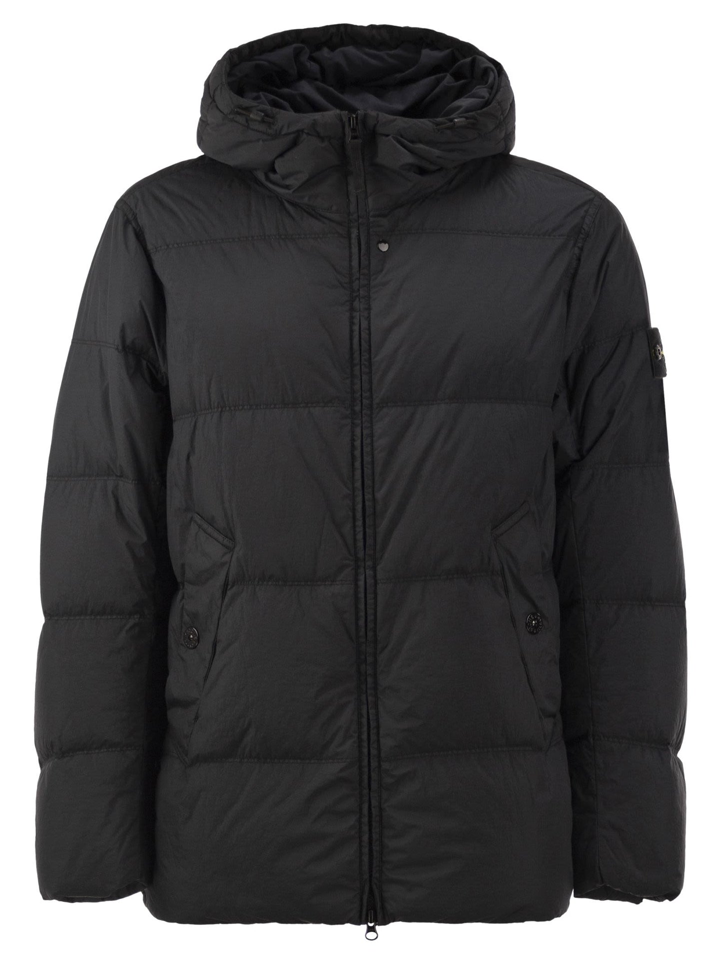 Stone Island Men Garment Dyed Crinkle Reps Ny Hooded Down Jacket With Duck Down Padding STONE ISLAND