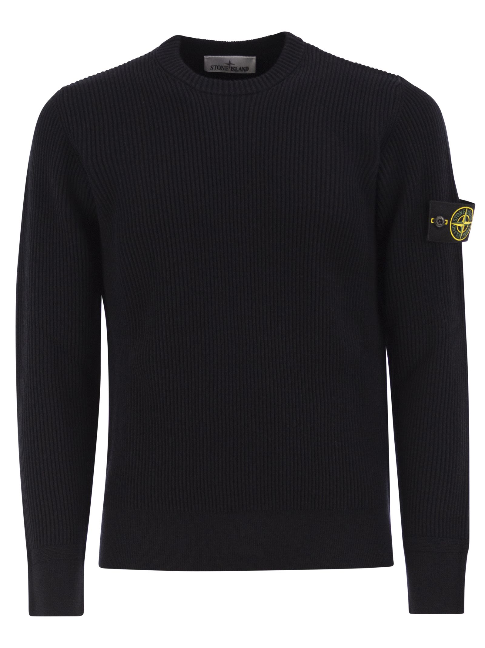 Stone Island Men Crew-Neck Jumper With Ribbed Edges STONE ISLAND