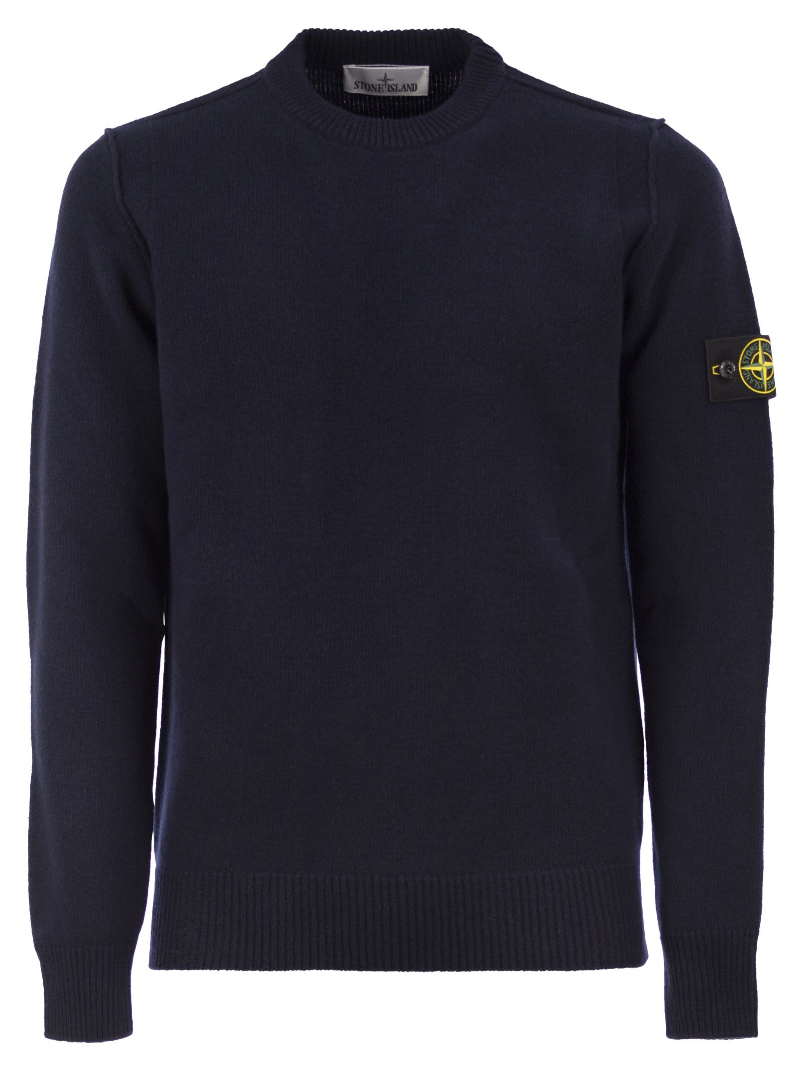 Stone Island Men Crew-Neck Jumper With Reverse Stitch Details STONE ISLAND