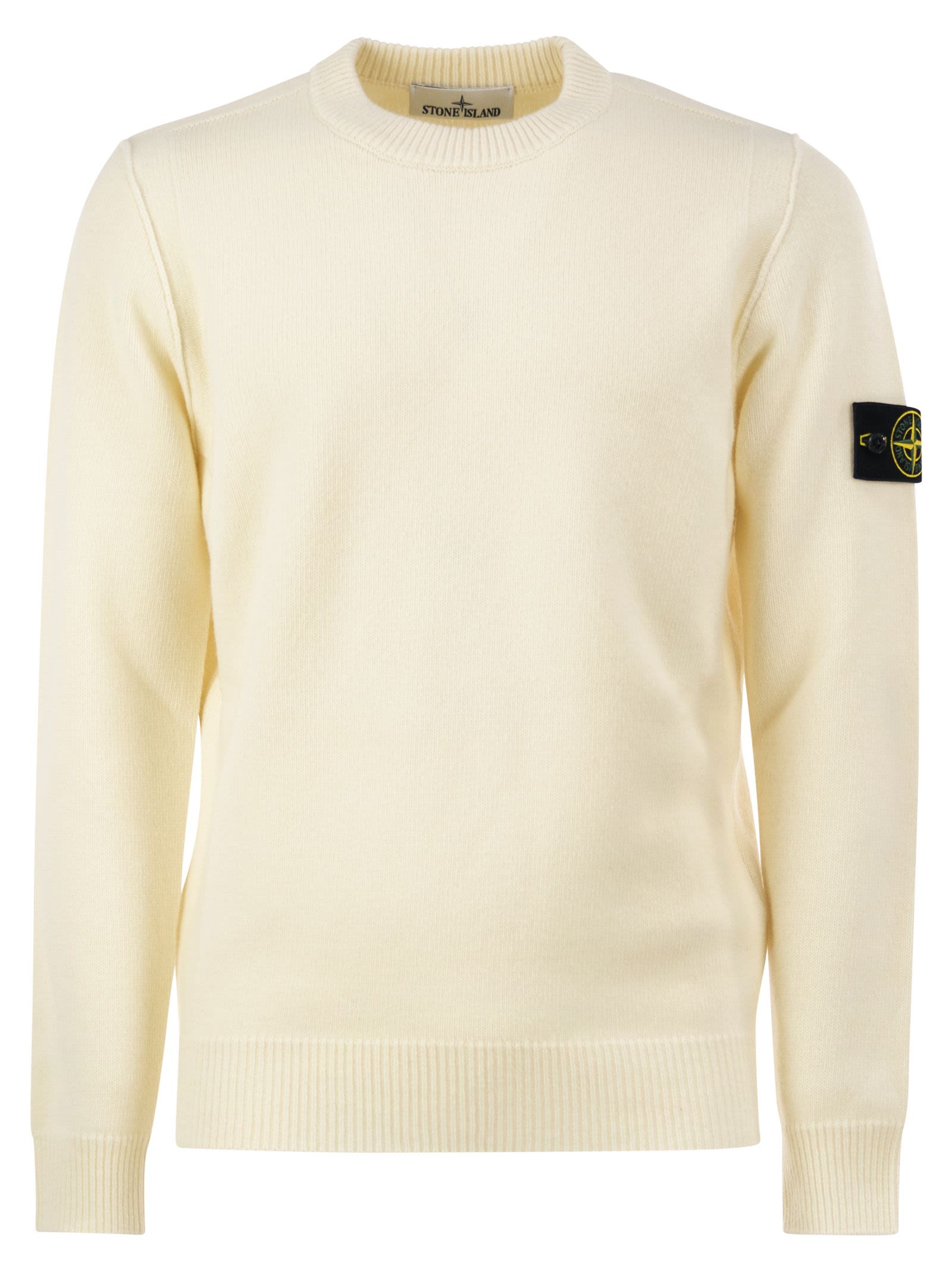 Stone Island Men Crew-Neck Jumper With Reverse Stitch Details STONE ISLAND