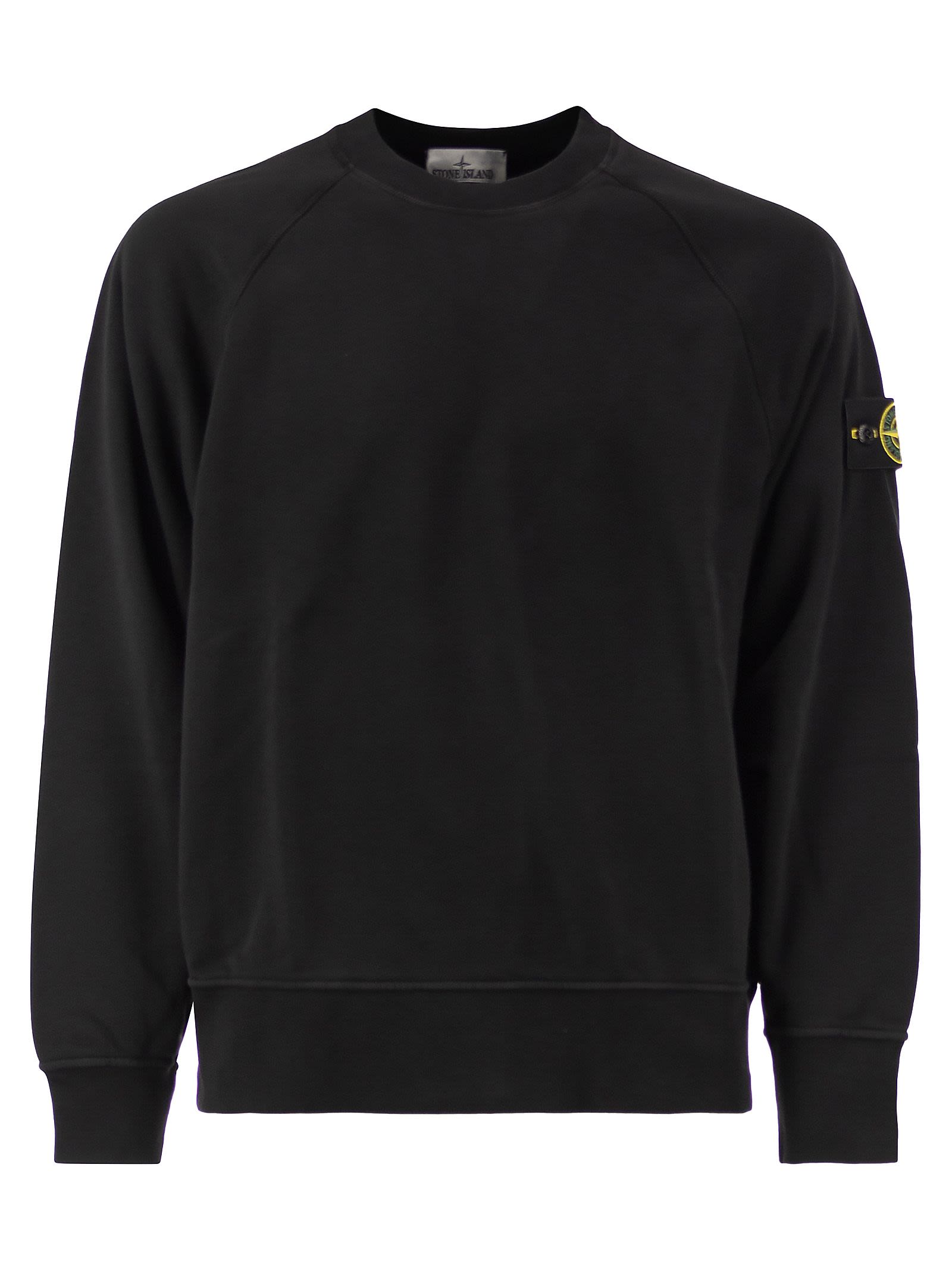 Stone Island Men Cotton Crew Neck Sweatshirt With Compass Badge STONE ISLAND
