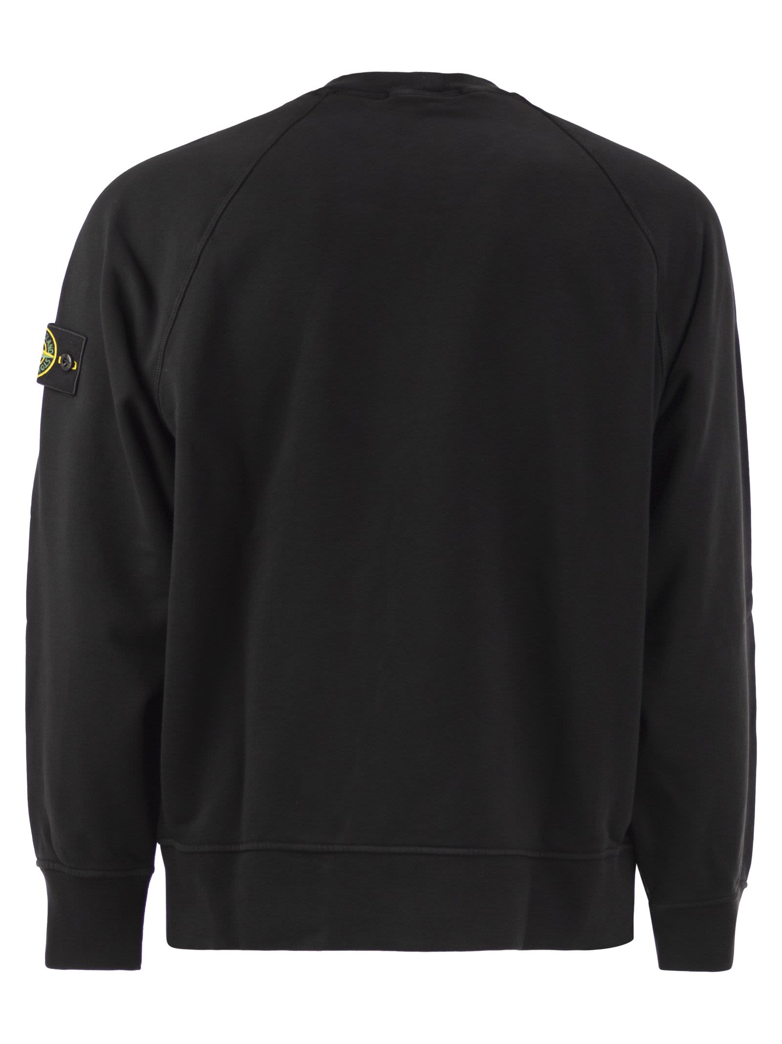 Stone Island Men Cotton Crew Neck Sweatshirt With Compass Badge STONE ISLAND