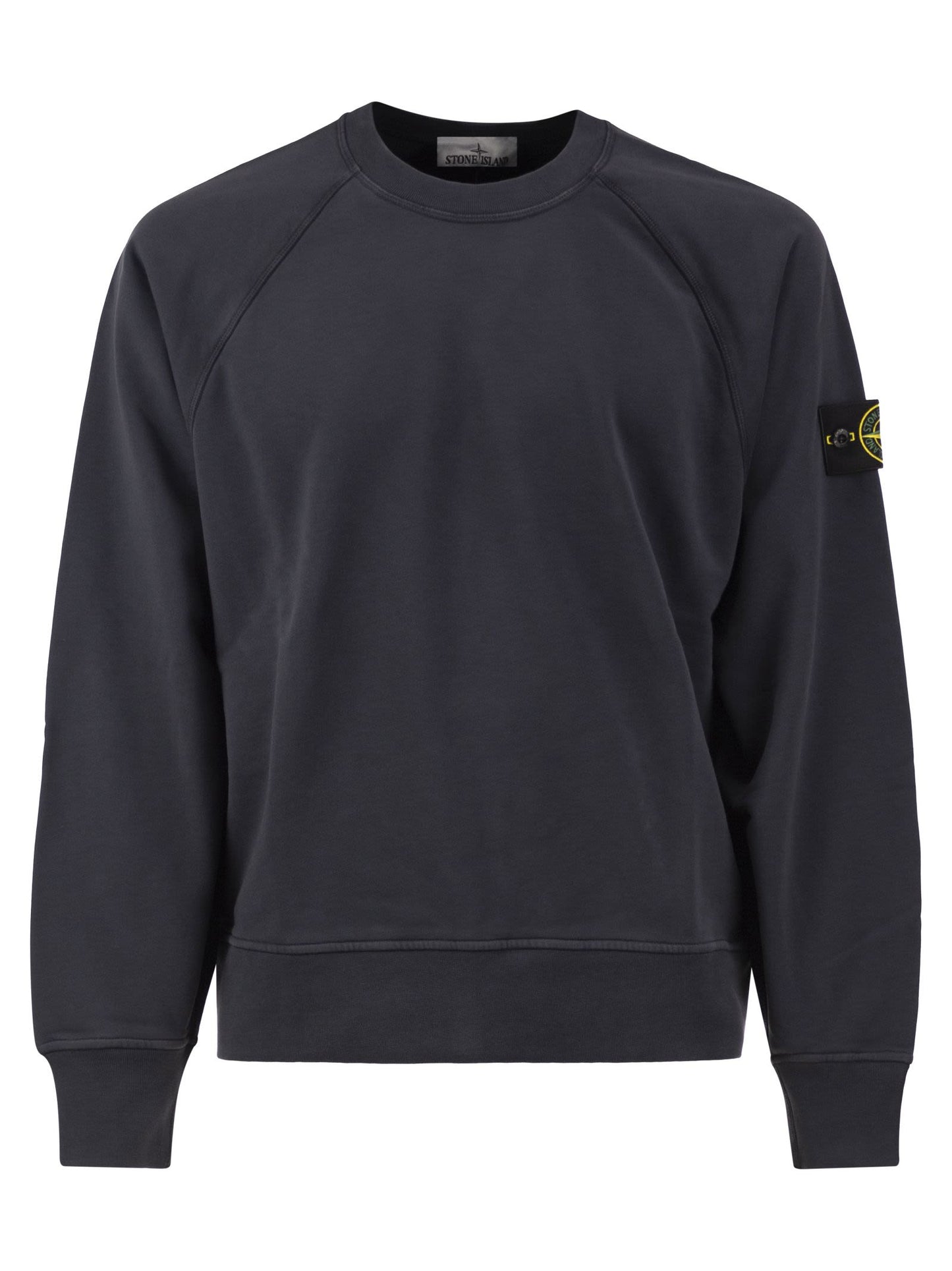 Stone Island Men Cotton Crew Neck Sweatshirt With Compass Badge STONE ISLAND