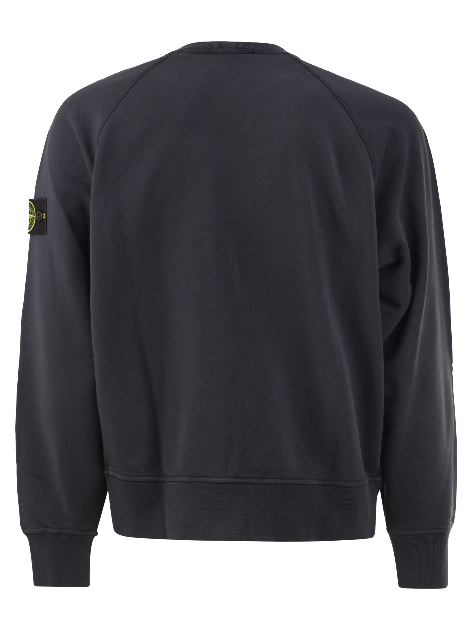 Stone Island Men Cotton Crew Neck Sweatshirt With Compass Badge STONE ISLAND