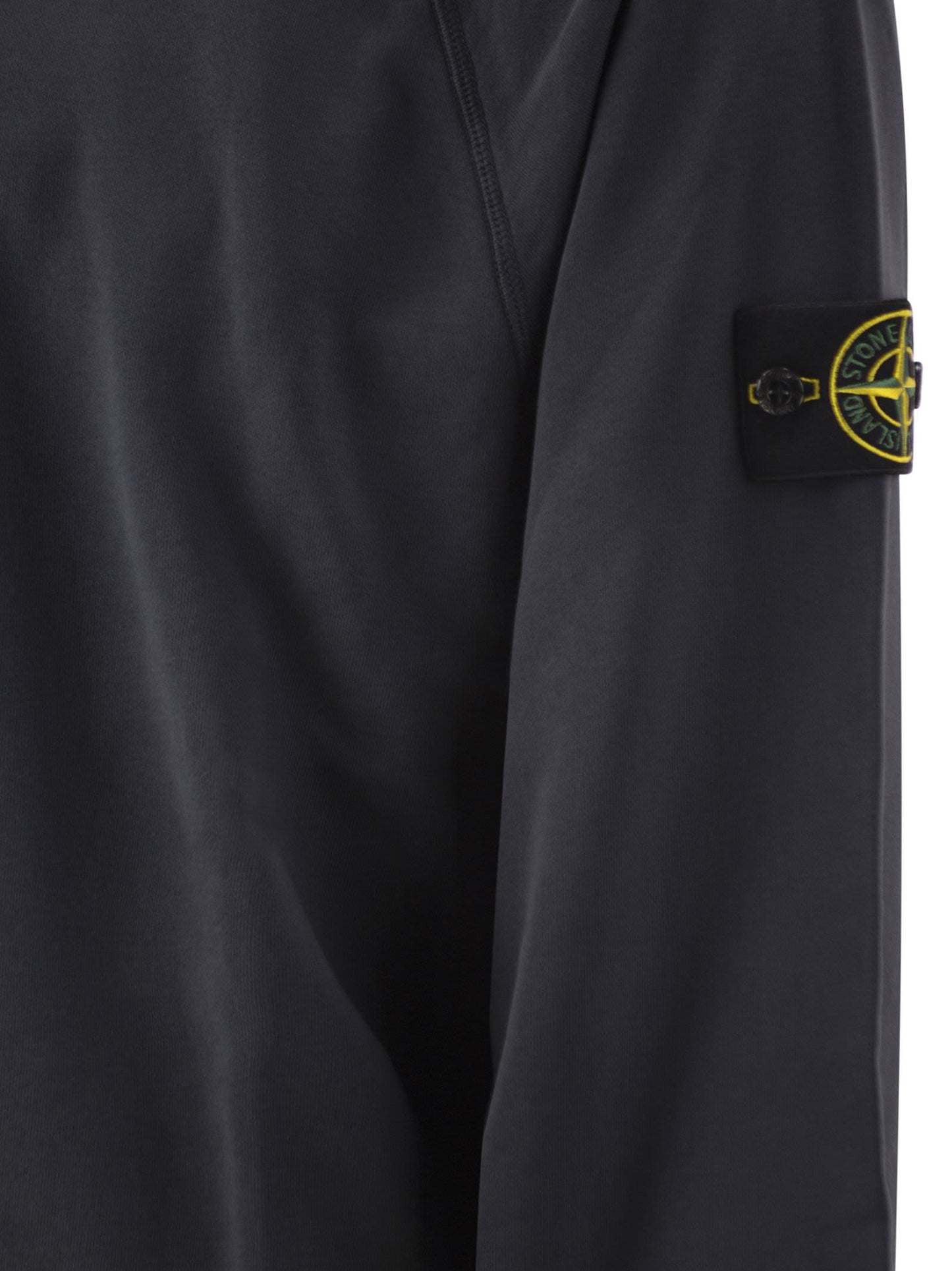 Stone Island Men Cotton Crew Neck Sweatshirt With Compass Badge STONE ISLAND