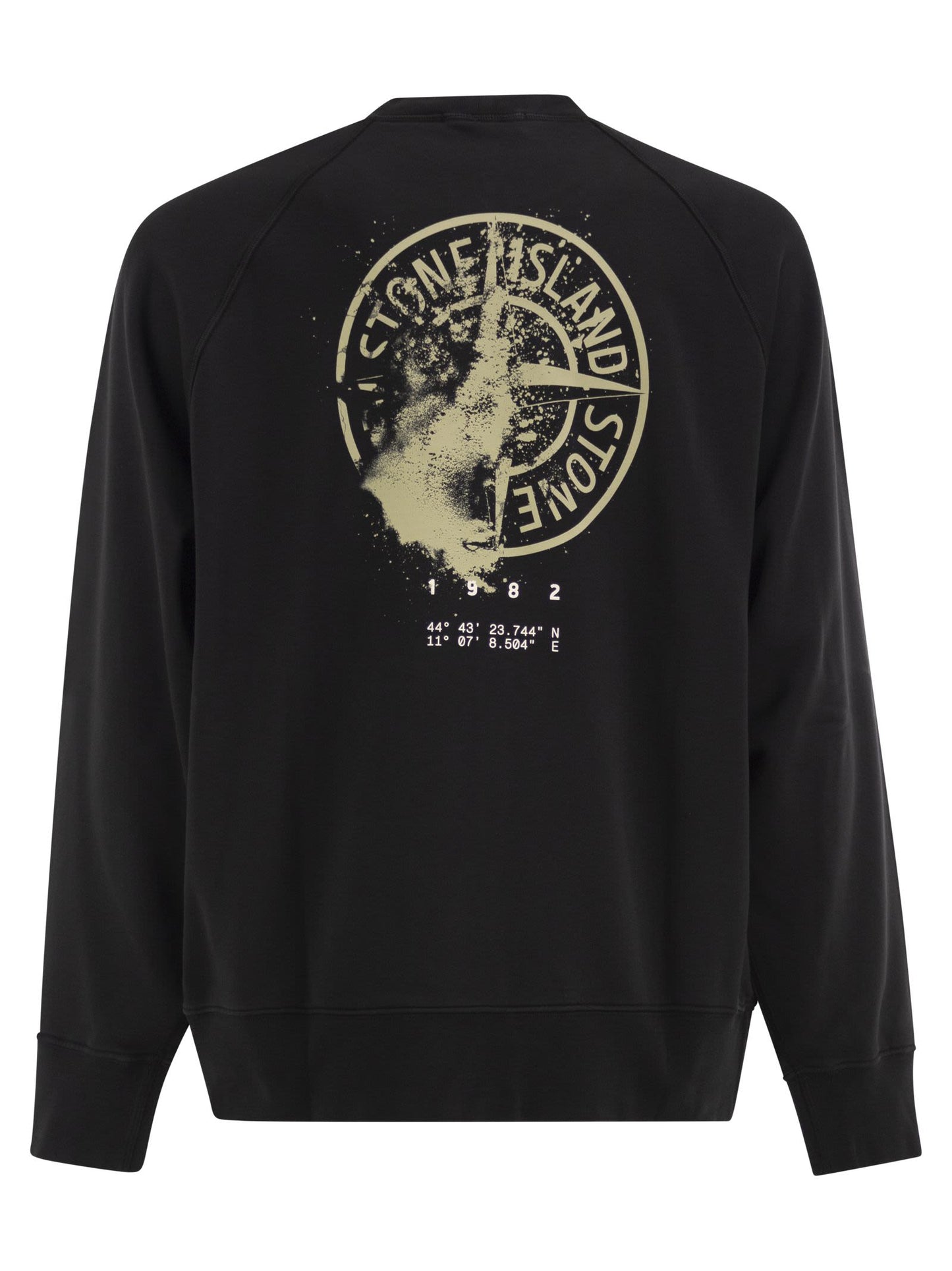 Stone Island Men Cotton Crew Neck Sweatshirt With Oversized Compass Back Print STONE ISLAND