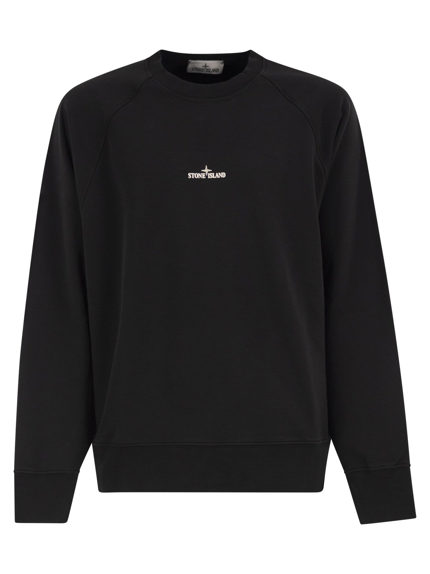 Stone Island Men Cotton Crew Neck Sweatshirt With Oversized Compass Back Print STONE ISLAND